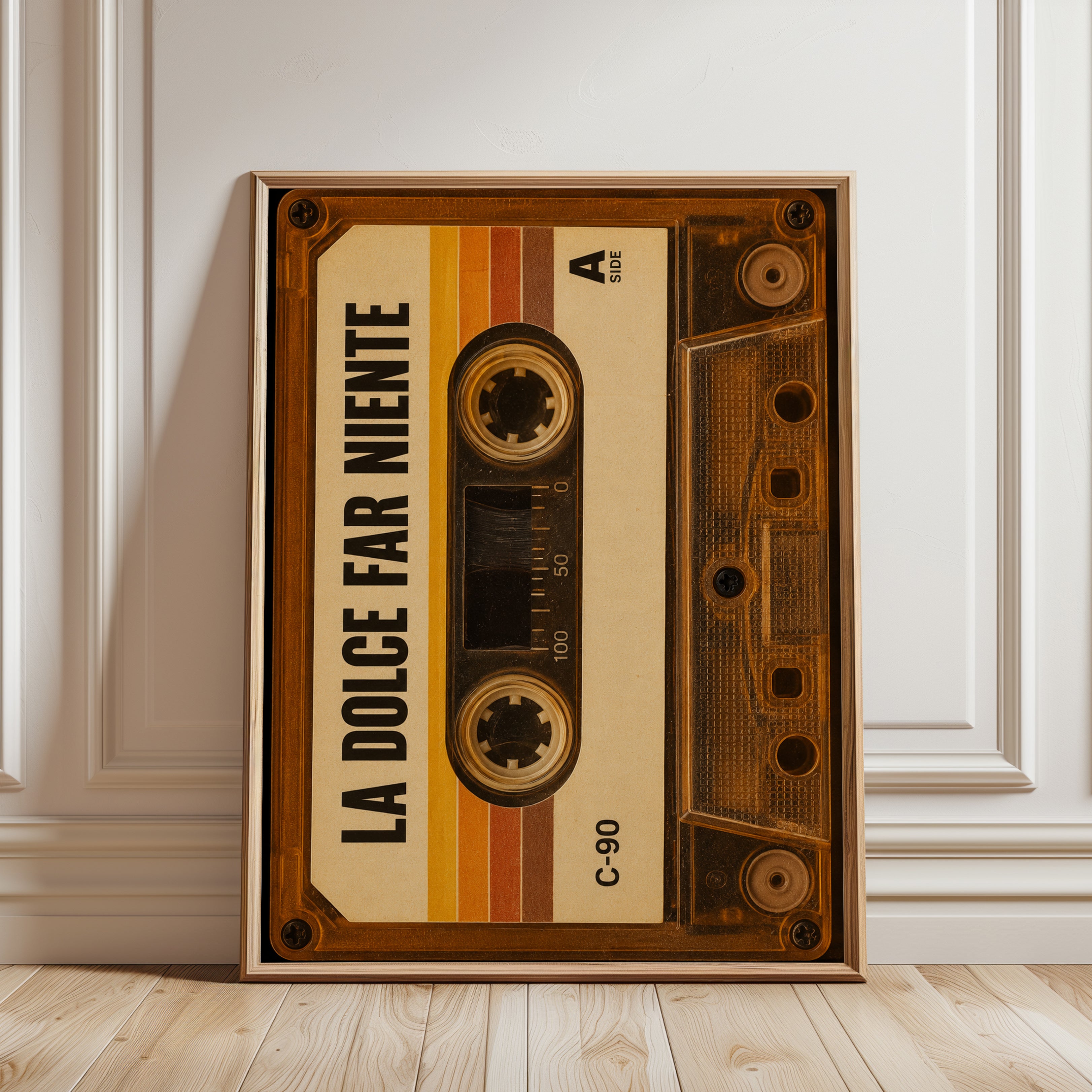 Retro Cassette Tape Print - framed detail