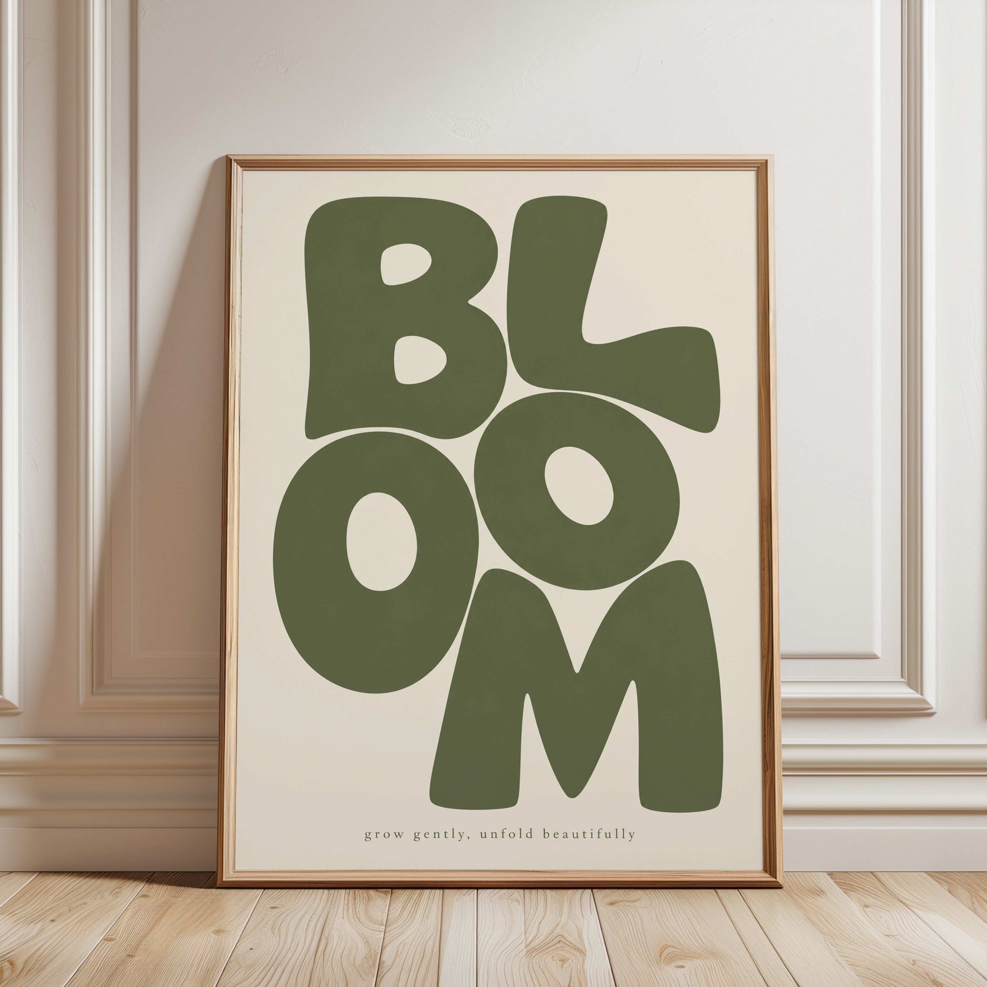 Bloom Wall Art – Grow Gently Unfold Beautifully - framed detail