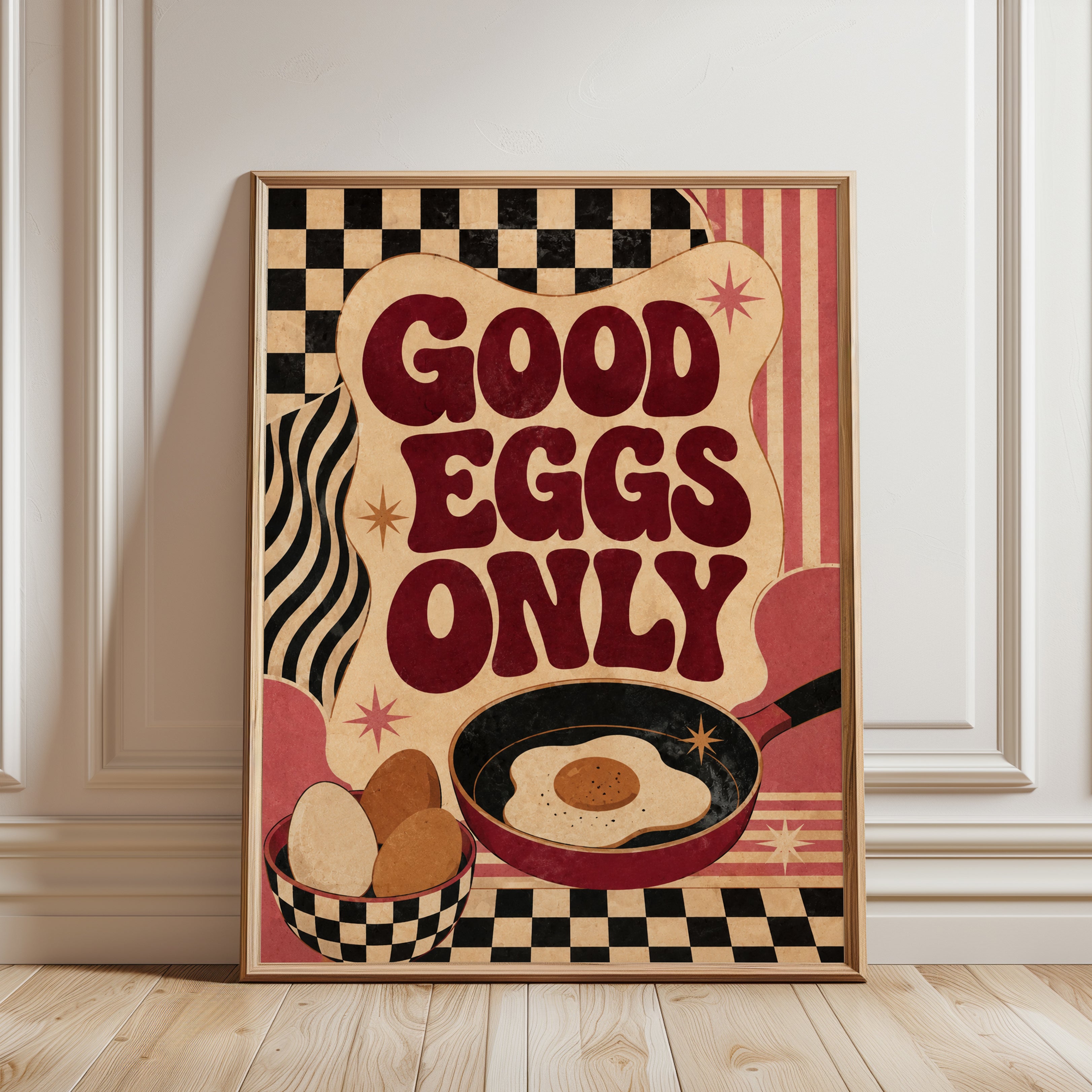 Retro Kitchen Print: Mid-Century Diner Style - framed detail