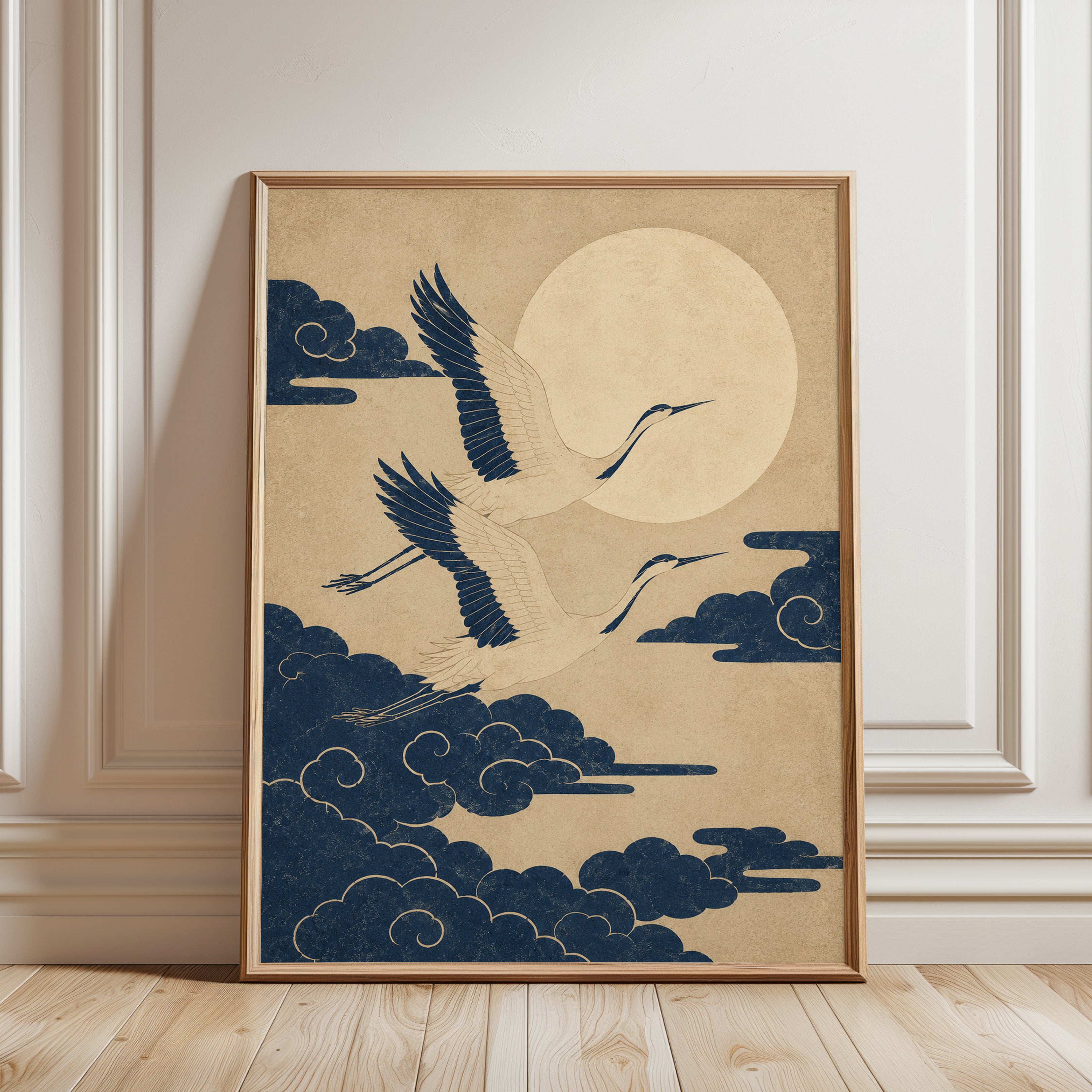 Japanese Crane Art Print - framed detail