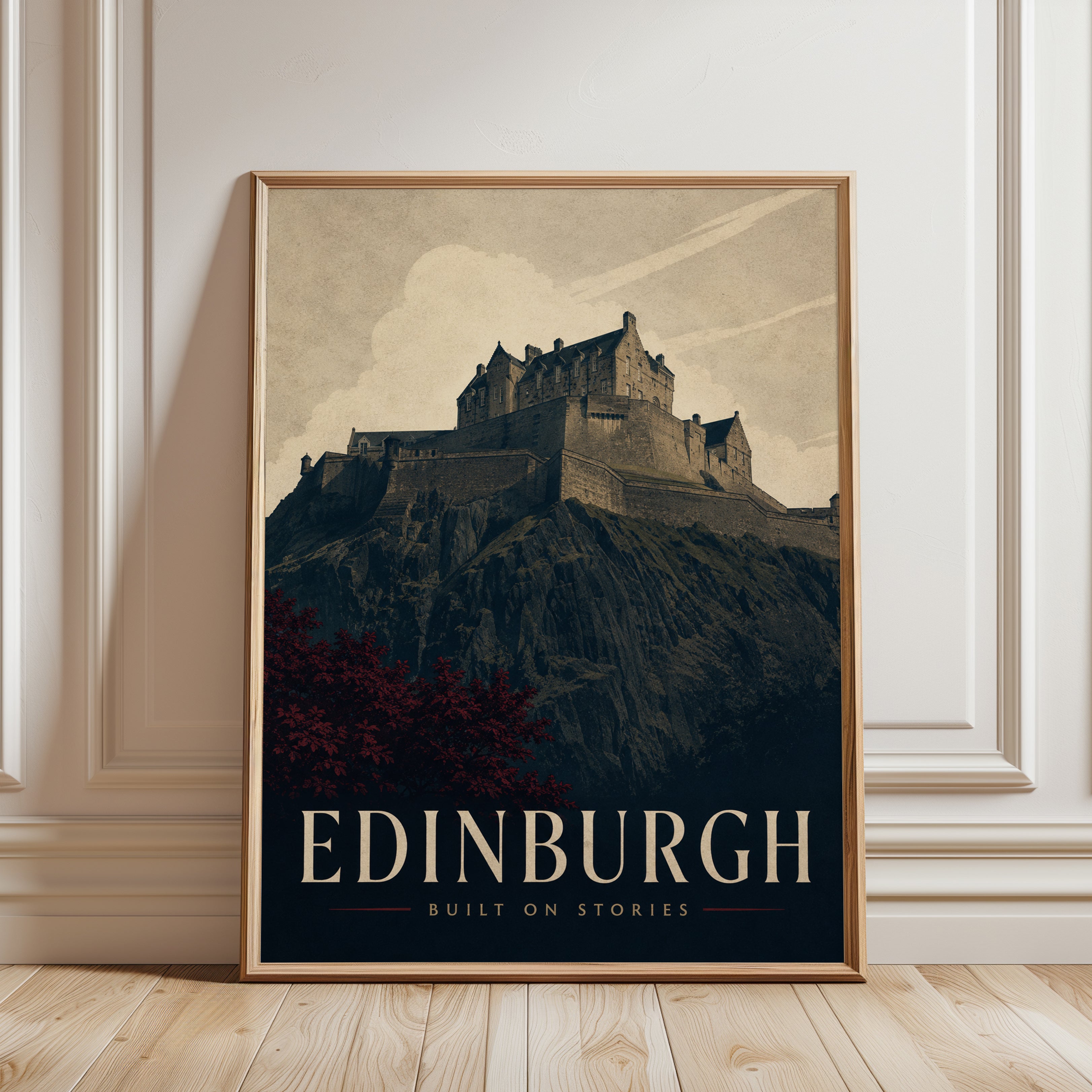 Edinburgh Travel Poster – Scotland Castle Print - framed detail