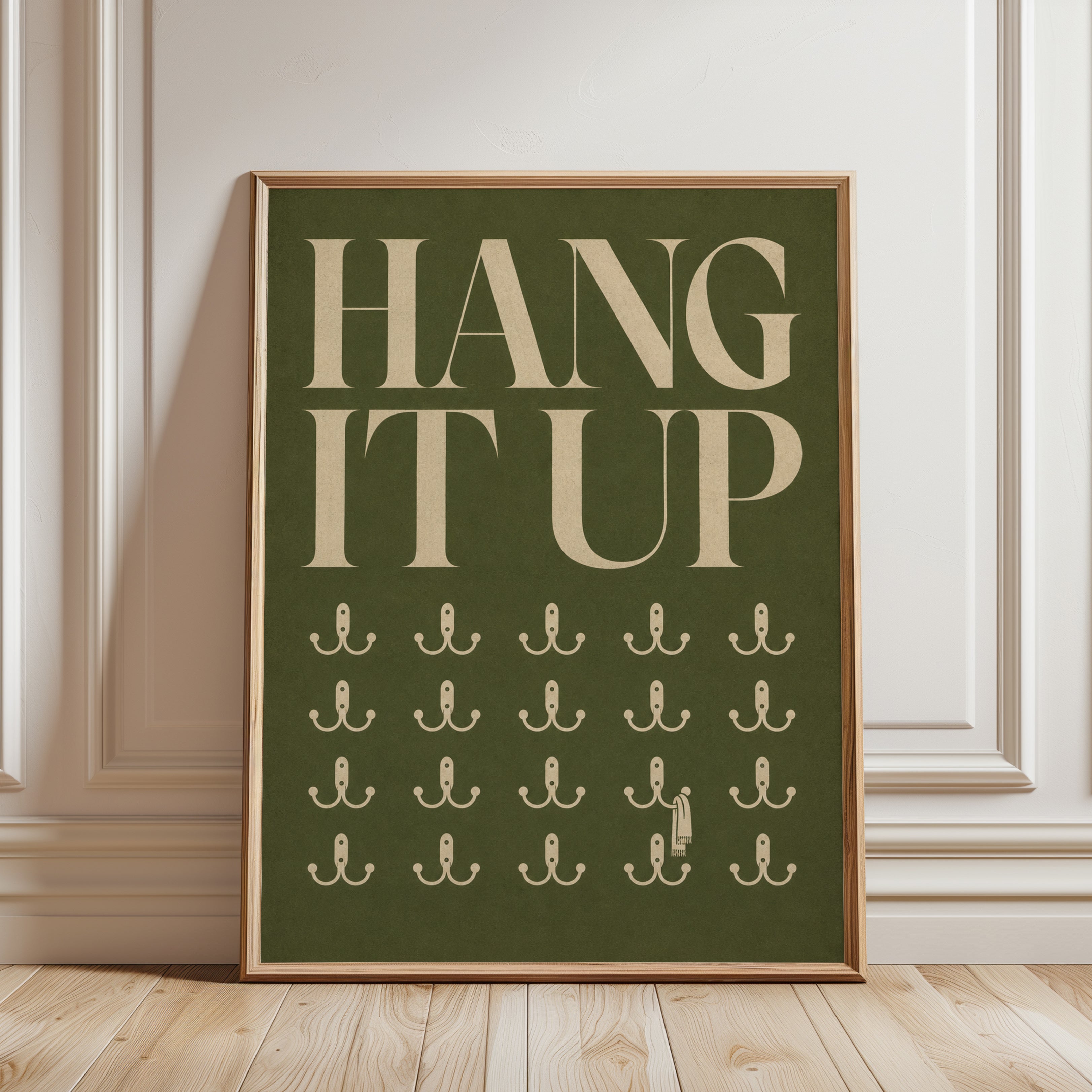 Typography Wall Art: Vintage Hook Illustration - framed detail