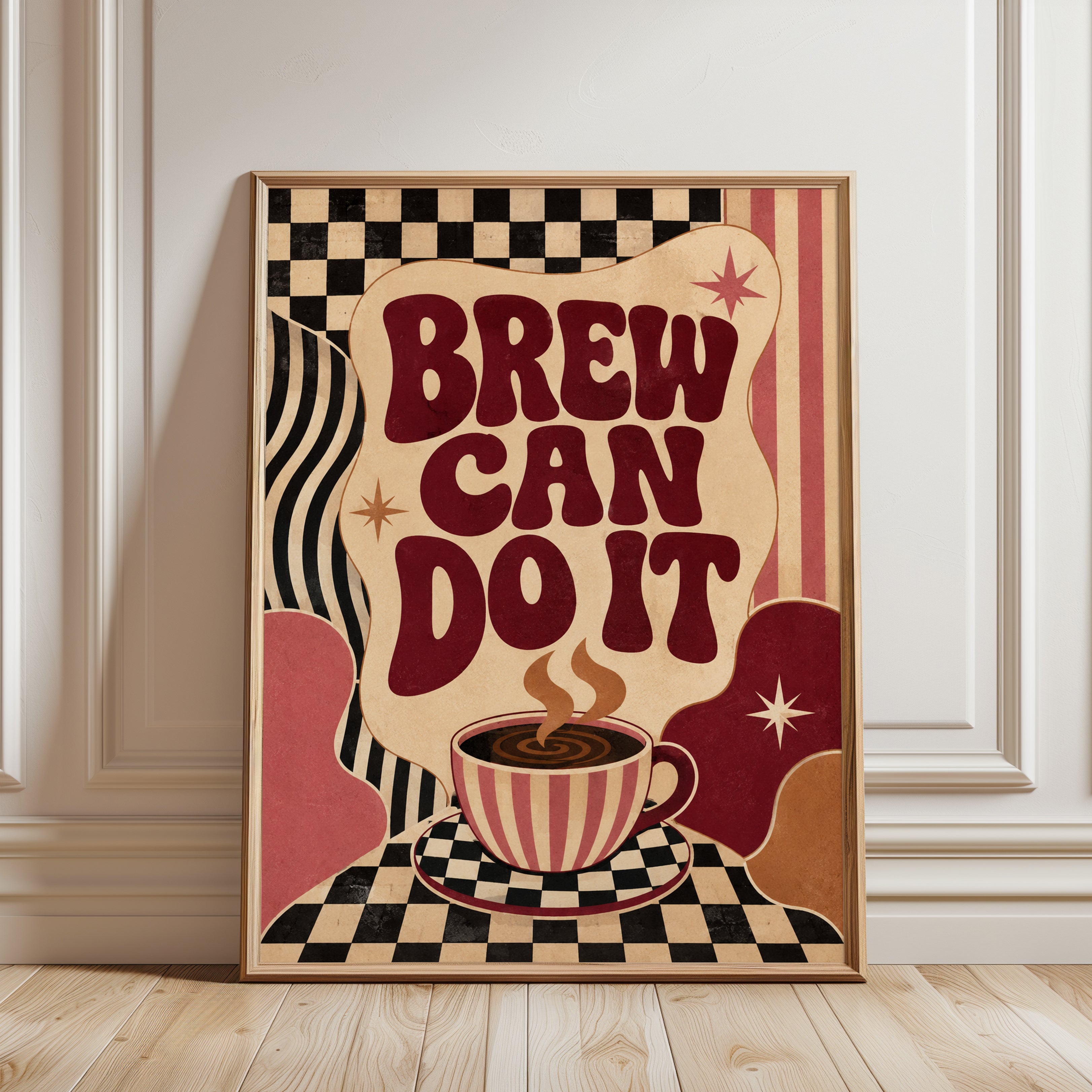 Coffee Wall Art Print: Retro Typography - framed detail