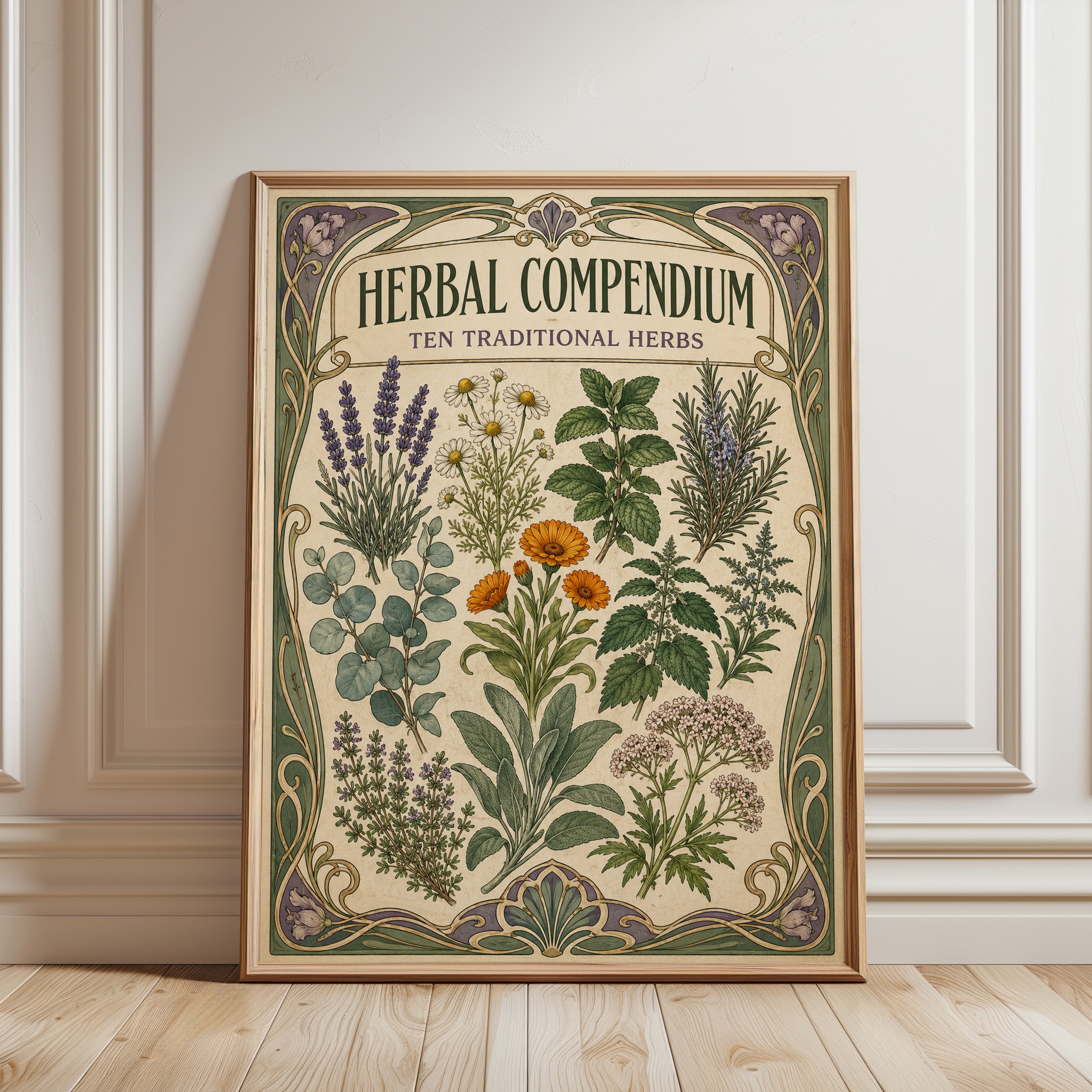 Herbal Botanical Print - framed detail