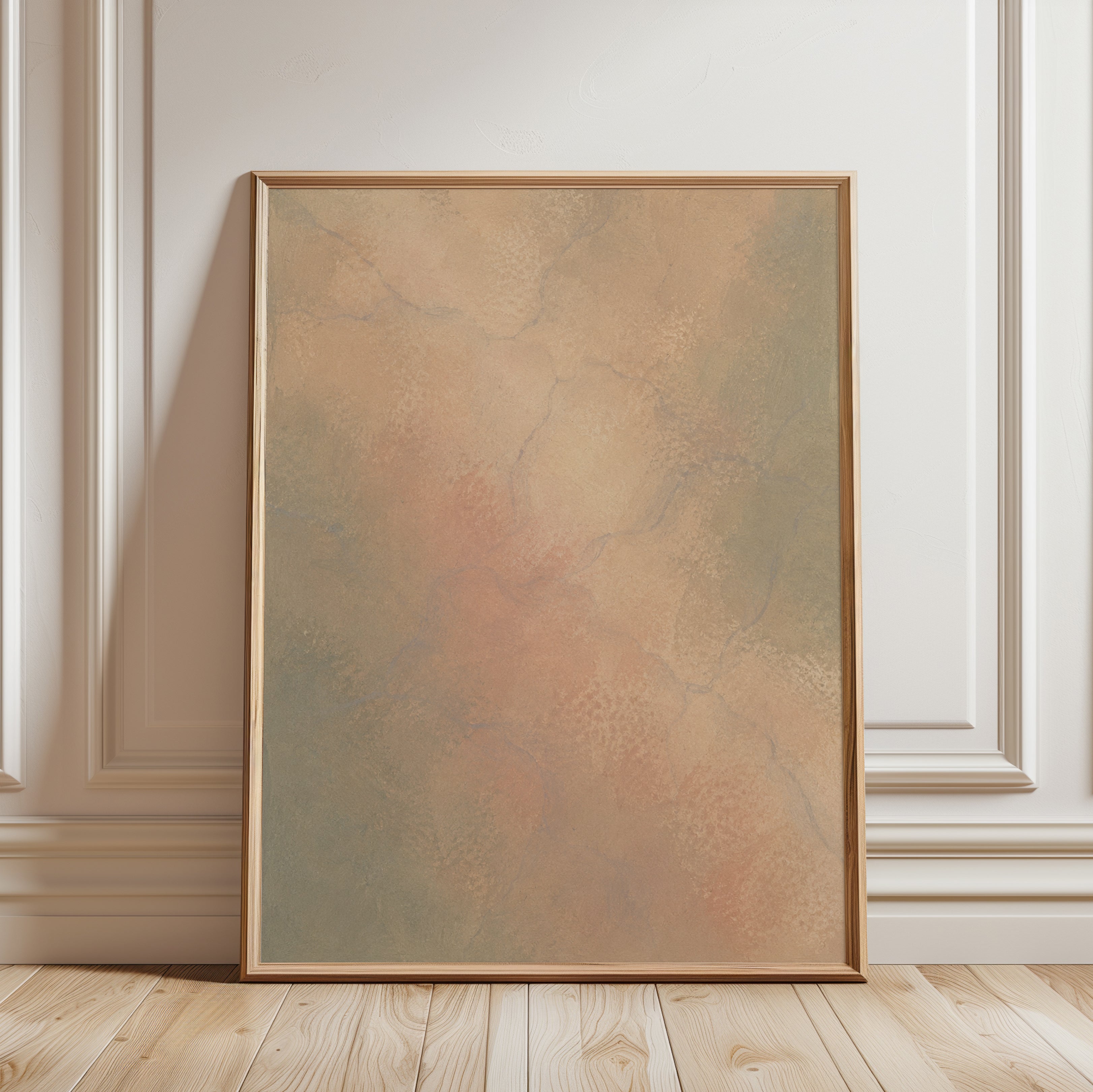 Neutral Abstract Wall Art – Soft Minimalist Print - framed detail