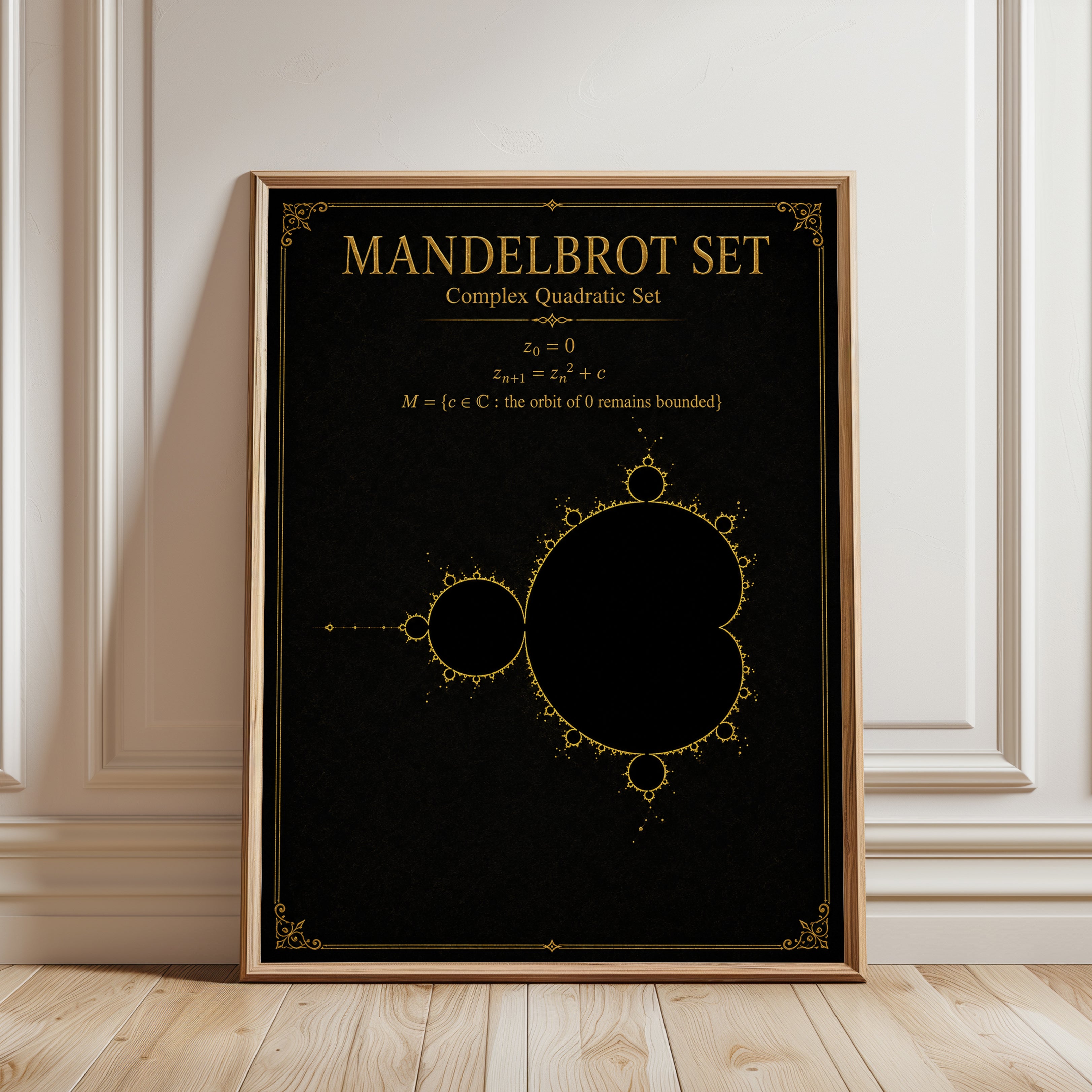 Mandelbrot Set Poster – Mathematics Wall Art - framed detail