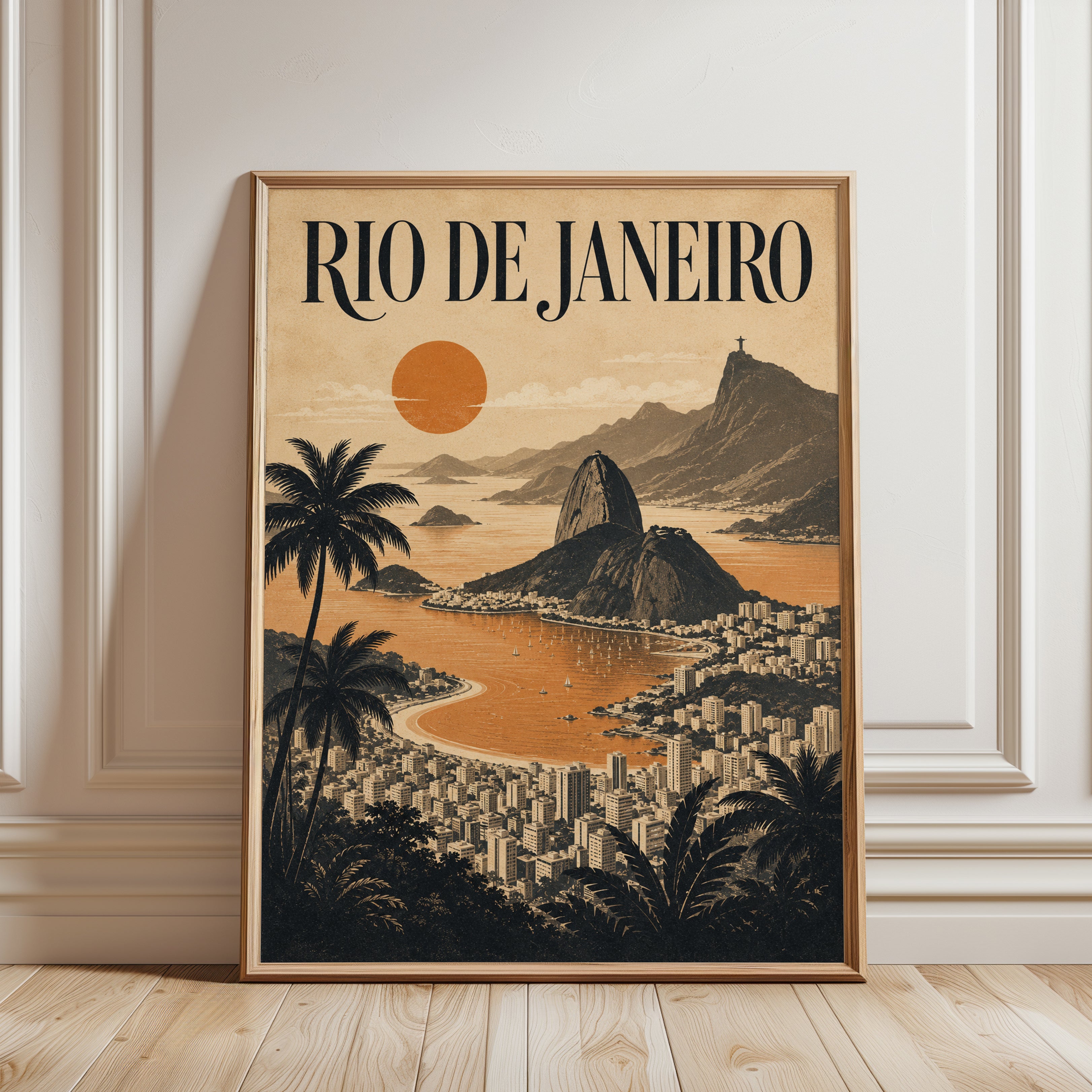 Rio de Janeiro Poster – Vintage Travel Print - framed detail