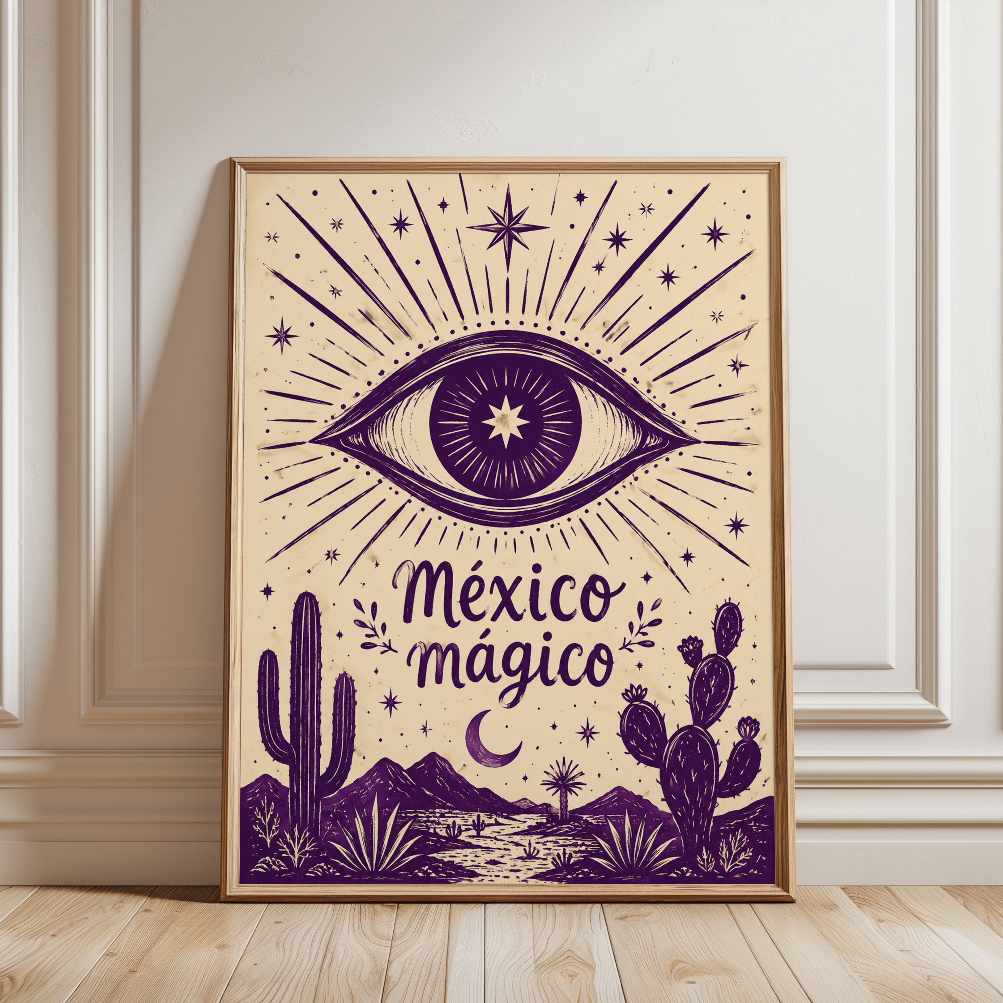 Mystical Eye Wall Art – Mexico Magico Print - framed detail
