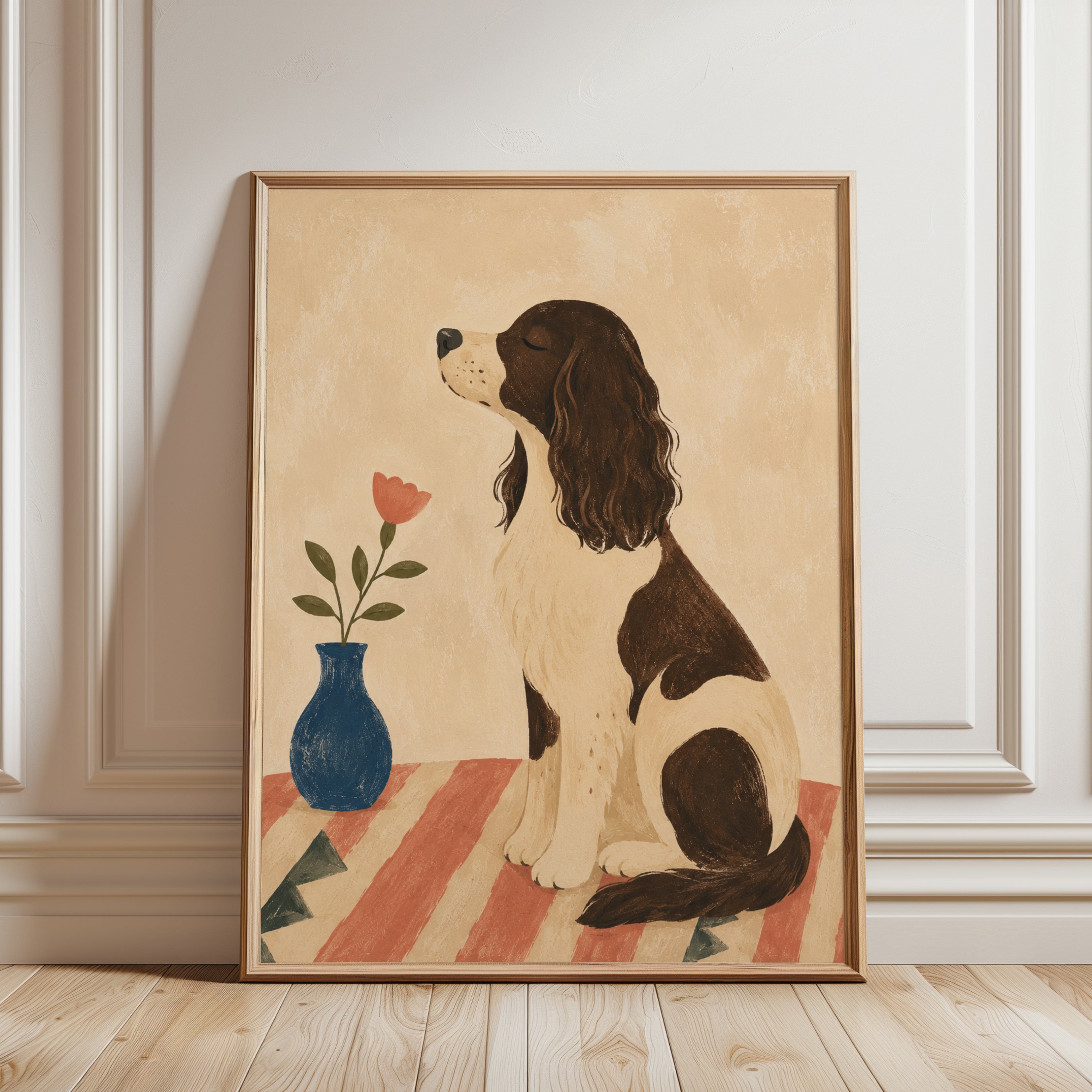 Springer Spaniel Wall Art – Dog Portrait Print - framed detail