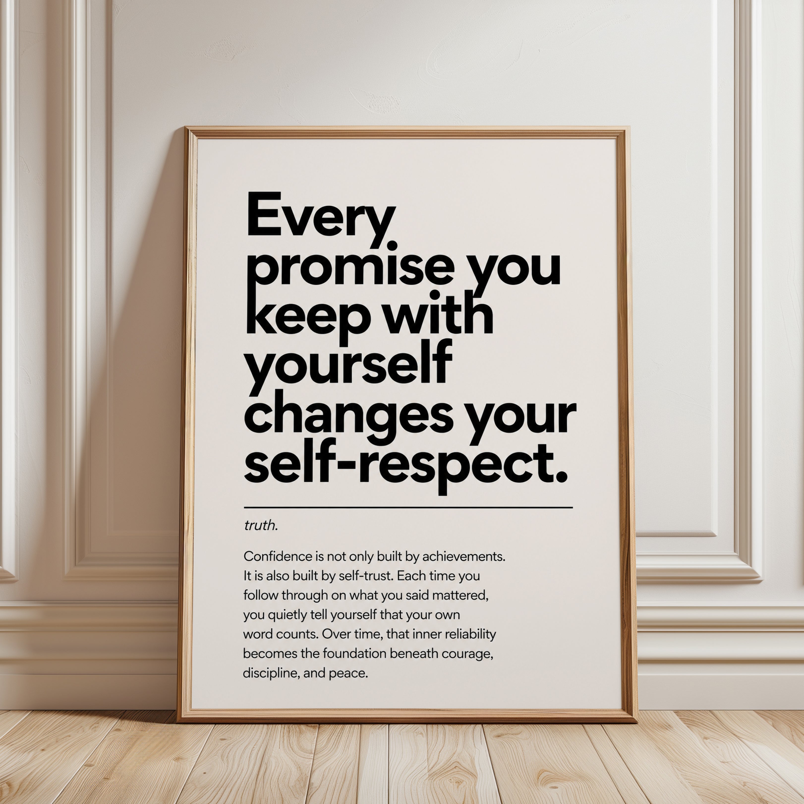 Self-Respect Motivational Print - framed detail