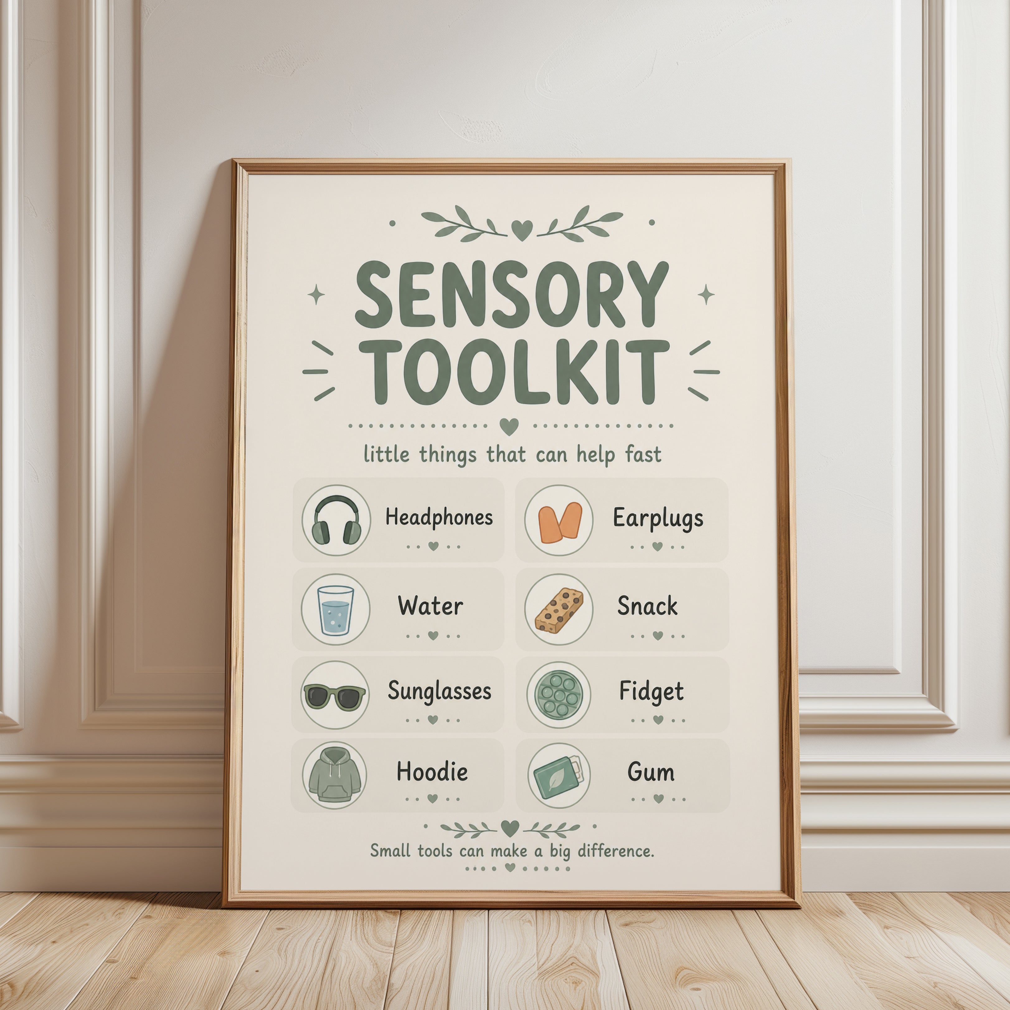 Calm-Down Chart Poster: Sensory Toolkit - framed detail