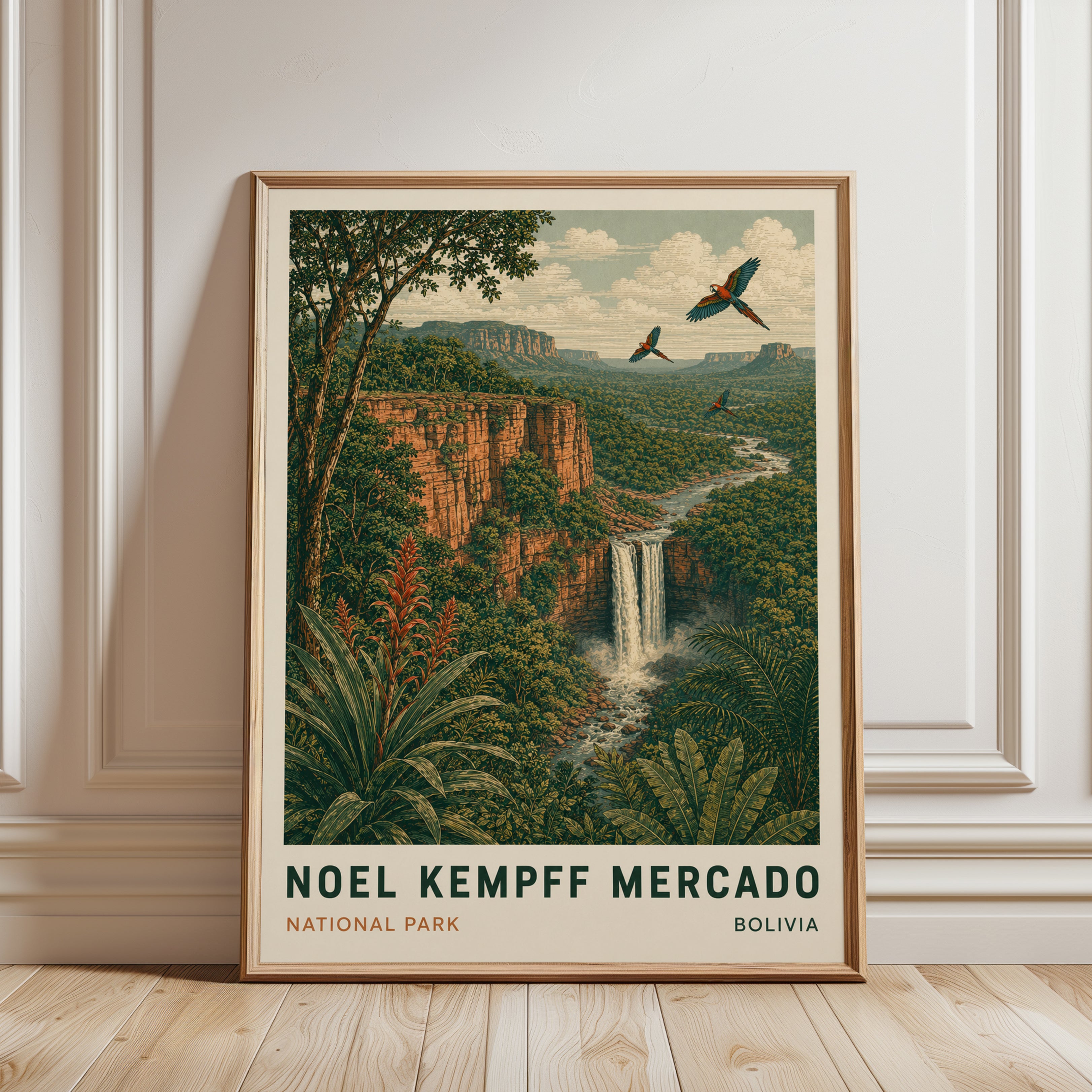 Bolivia Travel Poster – National Park Print - framed detail