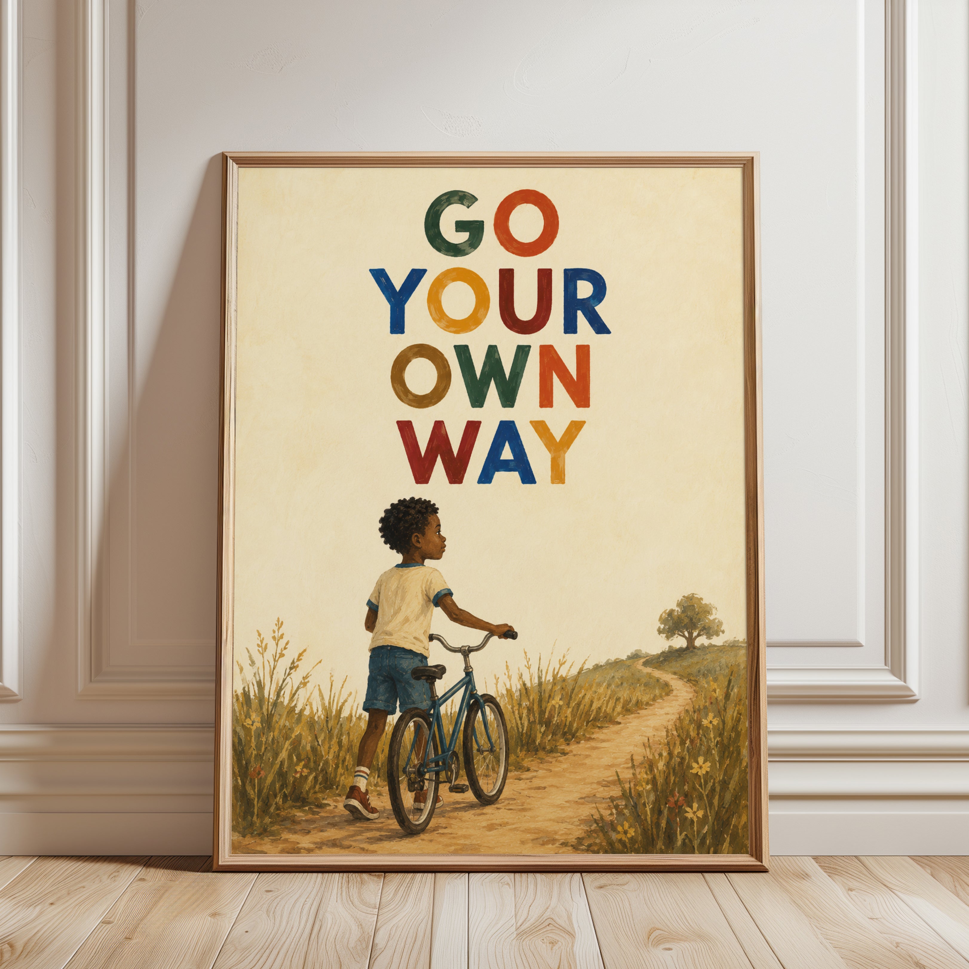 Motivational Kids Room Wall Art - framed detail