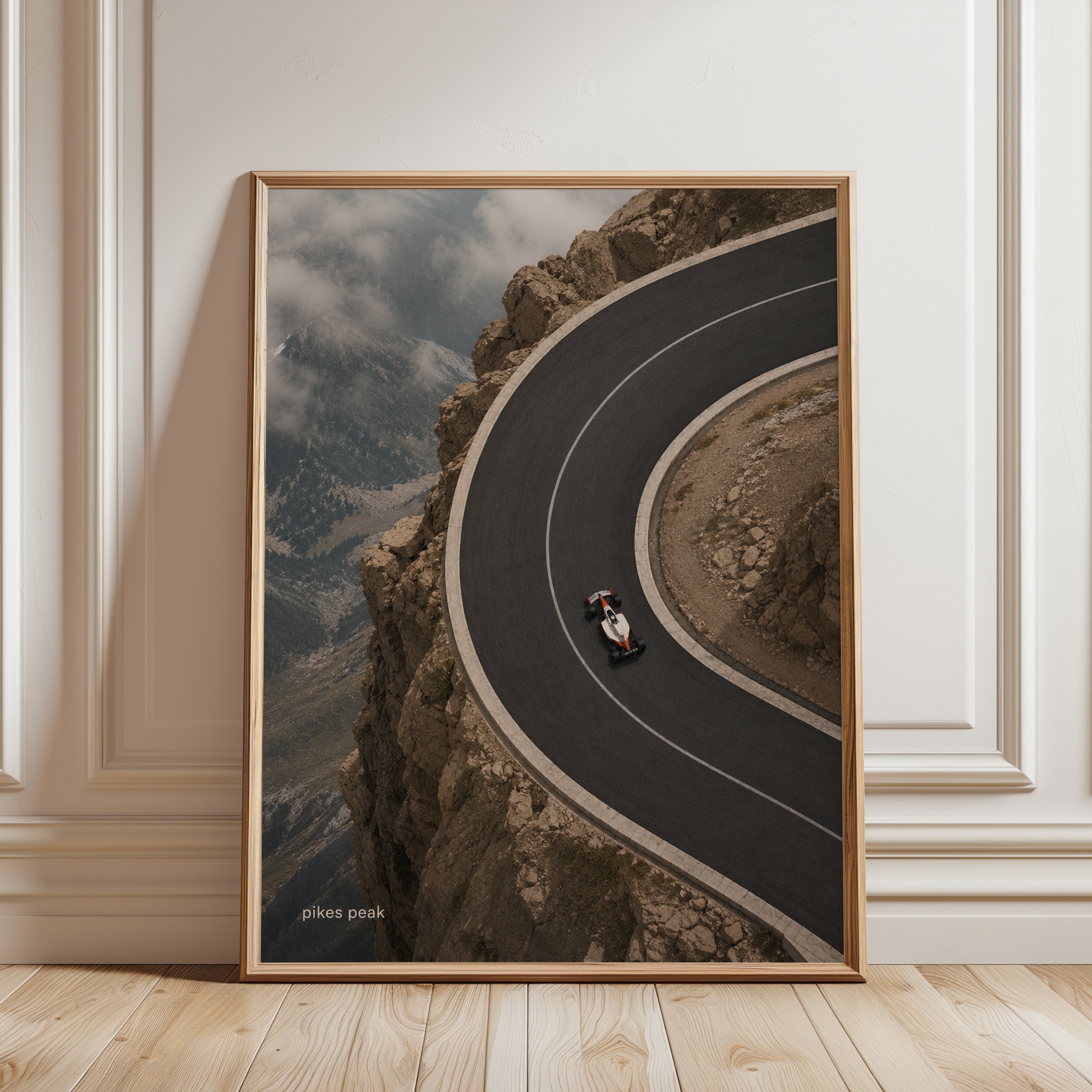 Mountain Road Wall Art – Aerial Road Print - framed detail