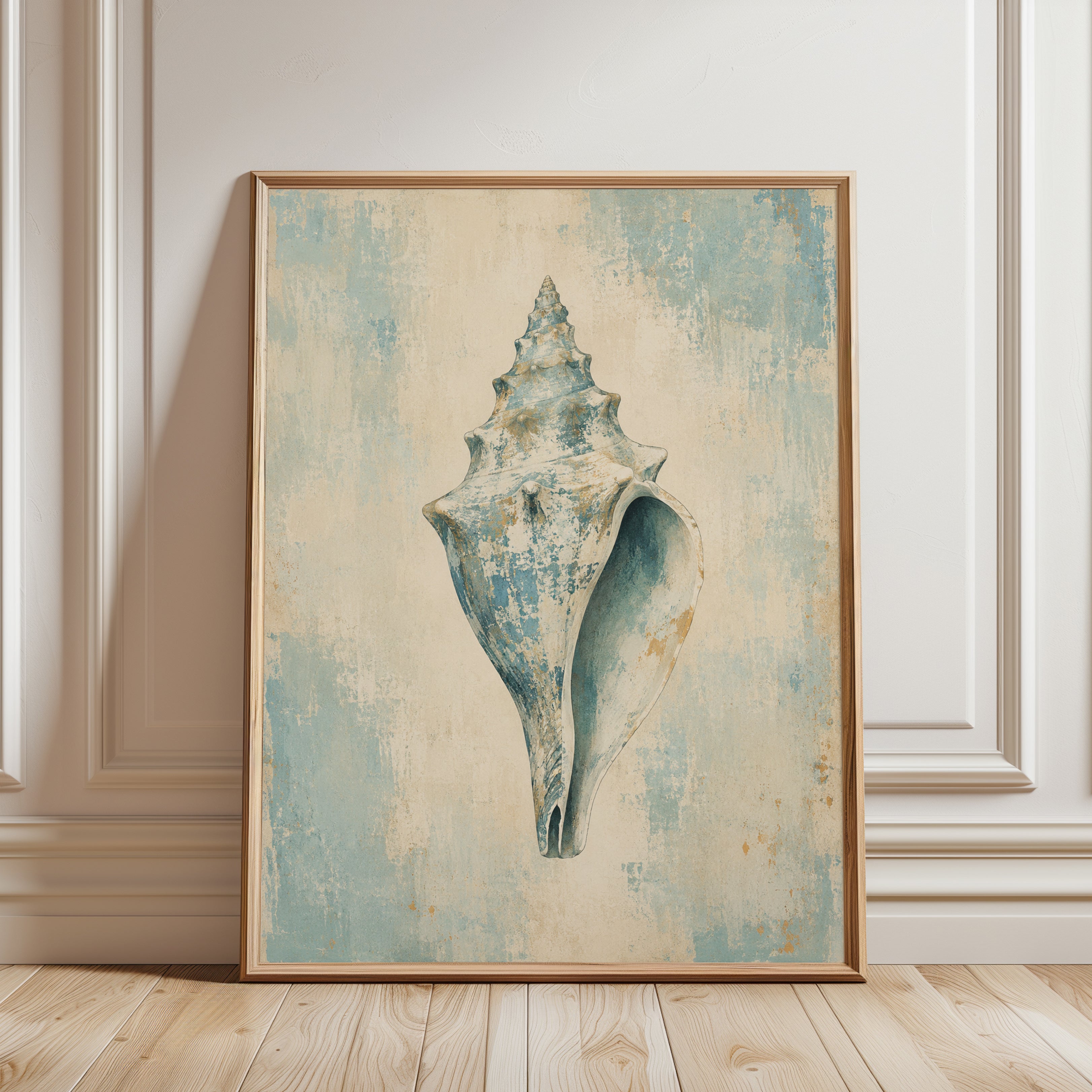 Seashell Wall Art – Coastal Decor Print - framed detail