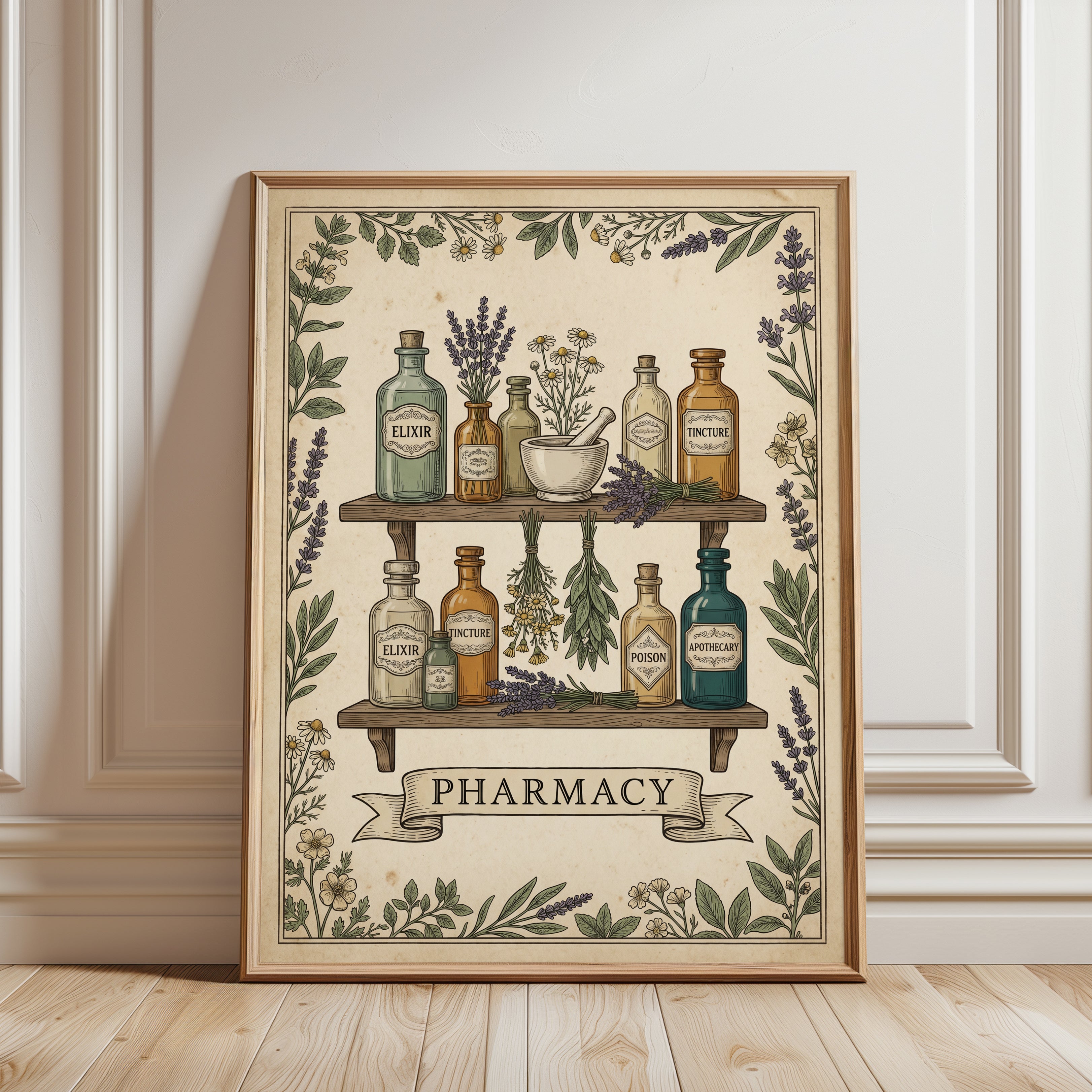 Vintage Pharmacy Print - framed detail