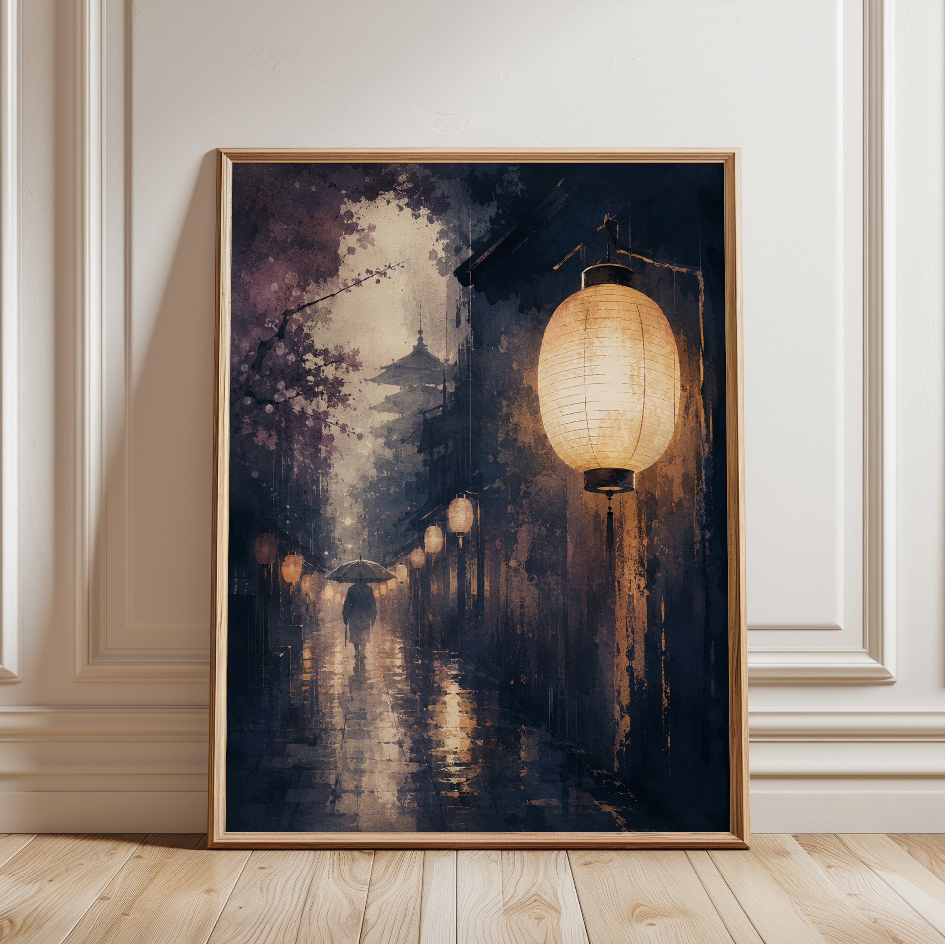 Japanese Lantern Wall Art - framed detail
