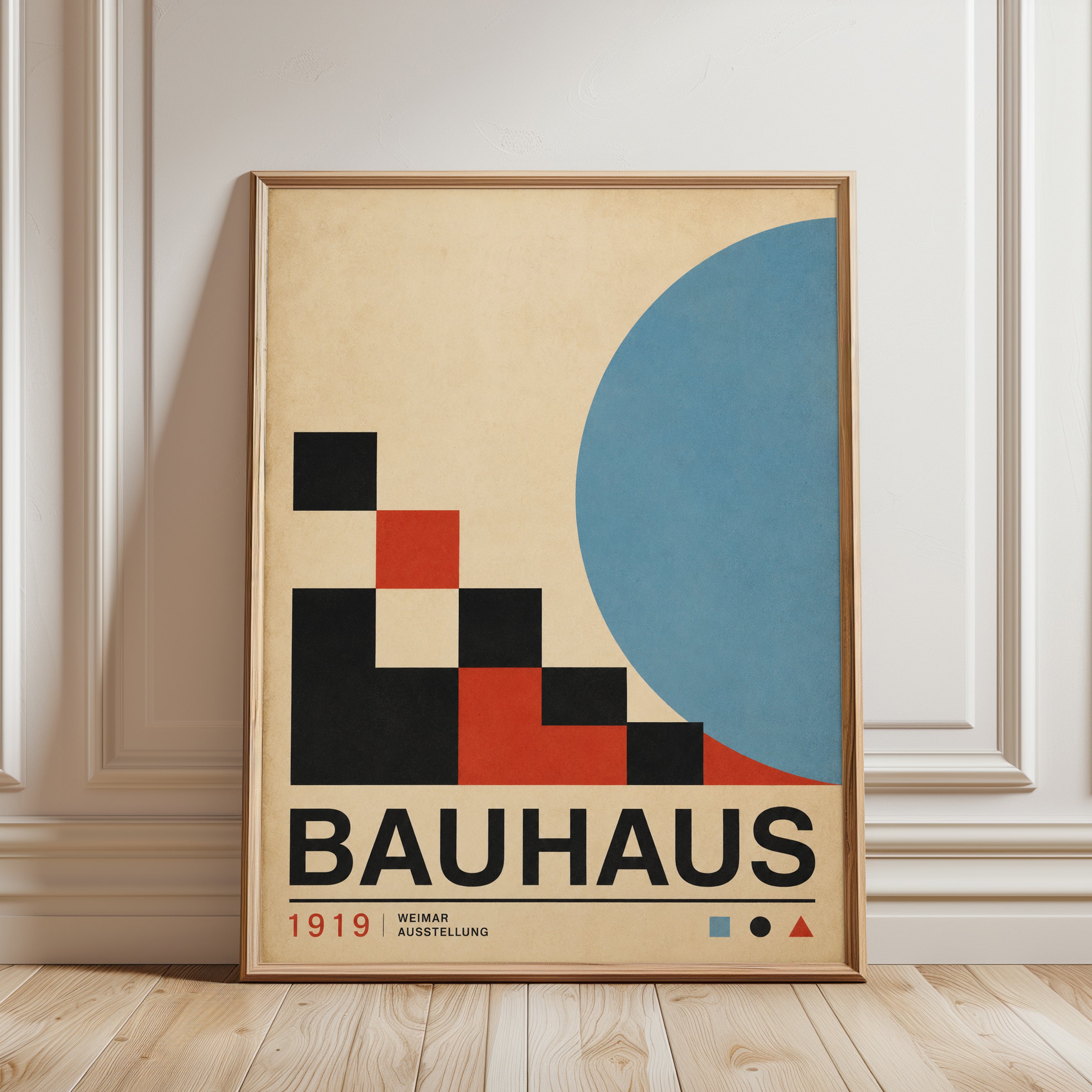 Bauhaus Exhibition Poster: Geometric Modernist Art Print - framed detail