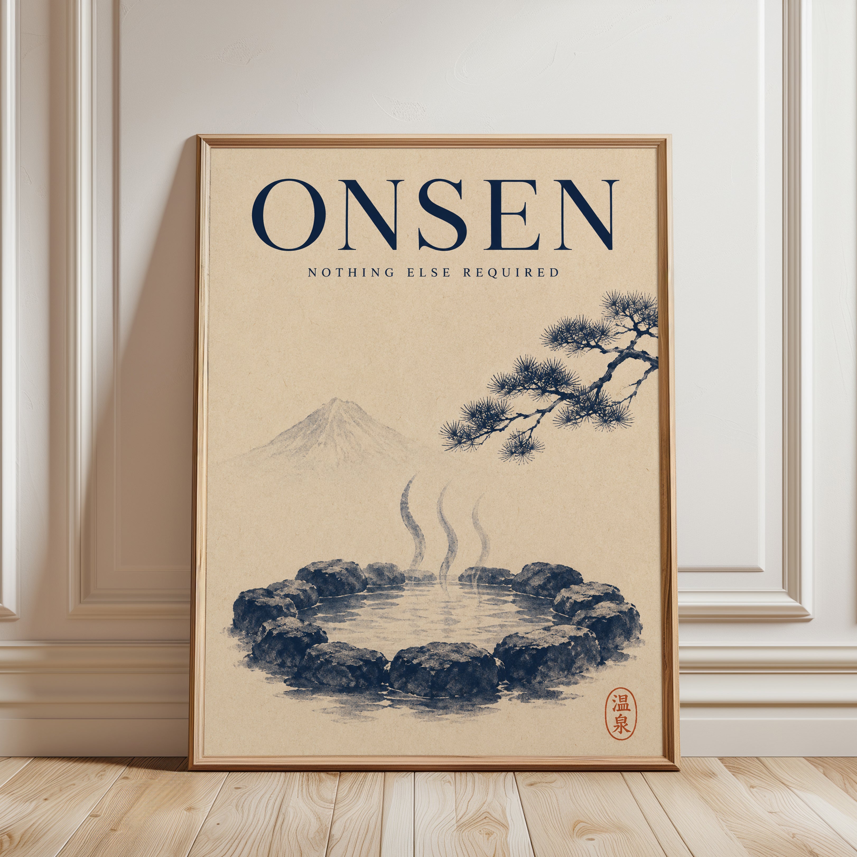 Onsen Wall Art – Japanese Hot Spring Print - framed detail