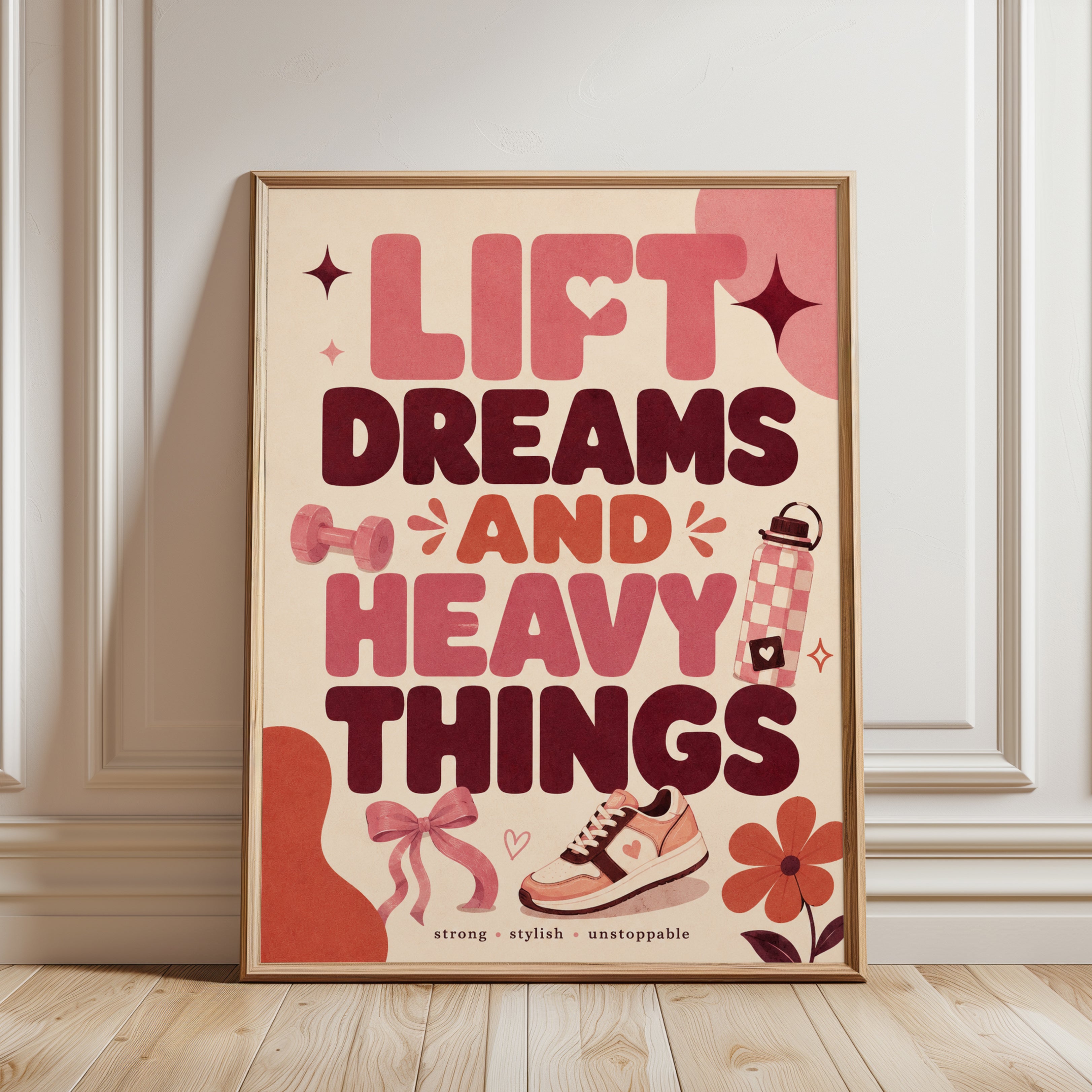 Fitness Wall Art: Inspirational Gym Quote - framed detail