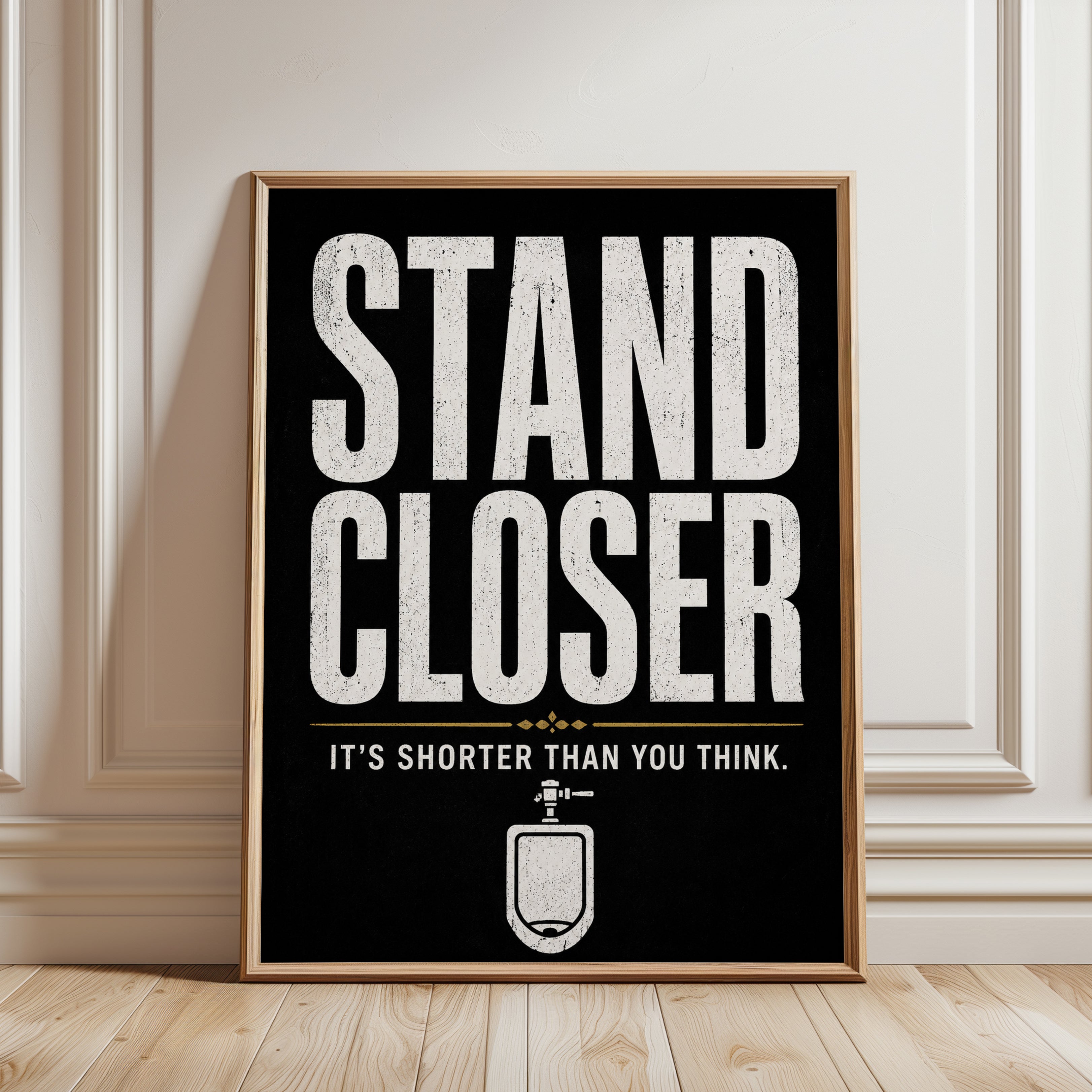 Bathroom Humor Wall Art – Funny Bathroom Sign - framed detail