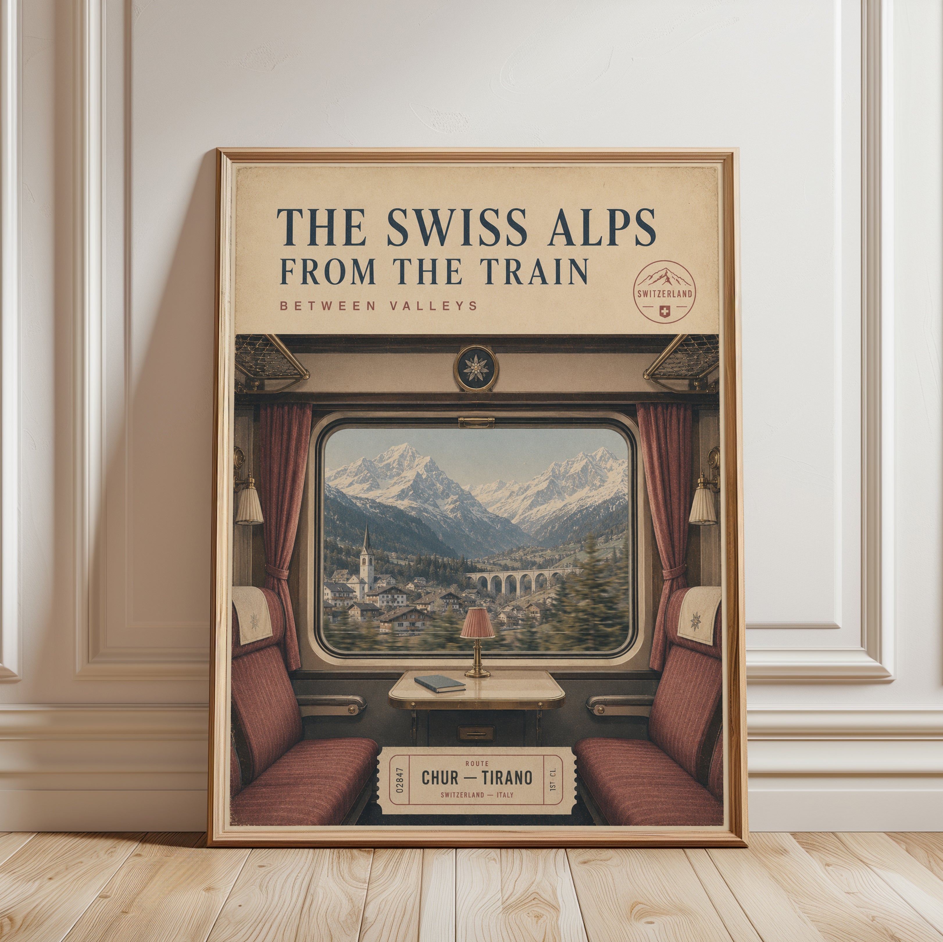 Switzerland Travel Poster - framed detail