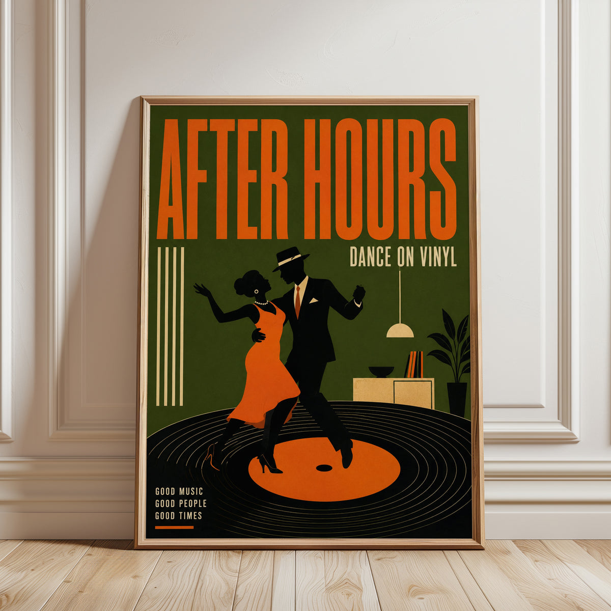 After Hours Vinyl Dance Poster: Retro Jazz Age Art Deco Print - framed detail