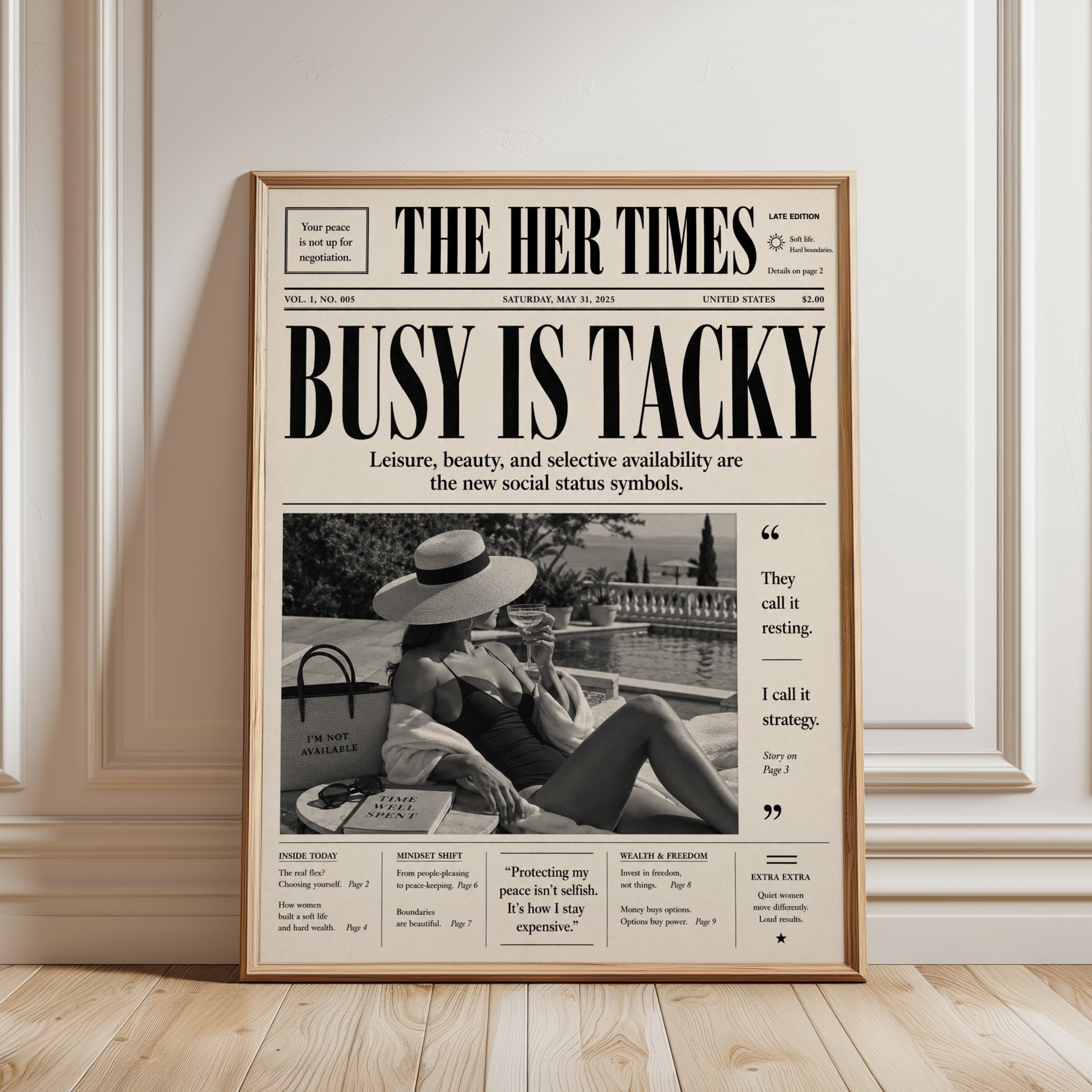 Busy is Tacky Wall Art - framed detail