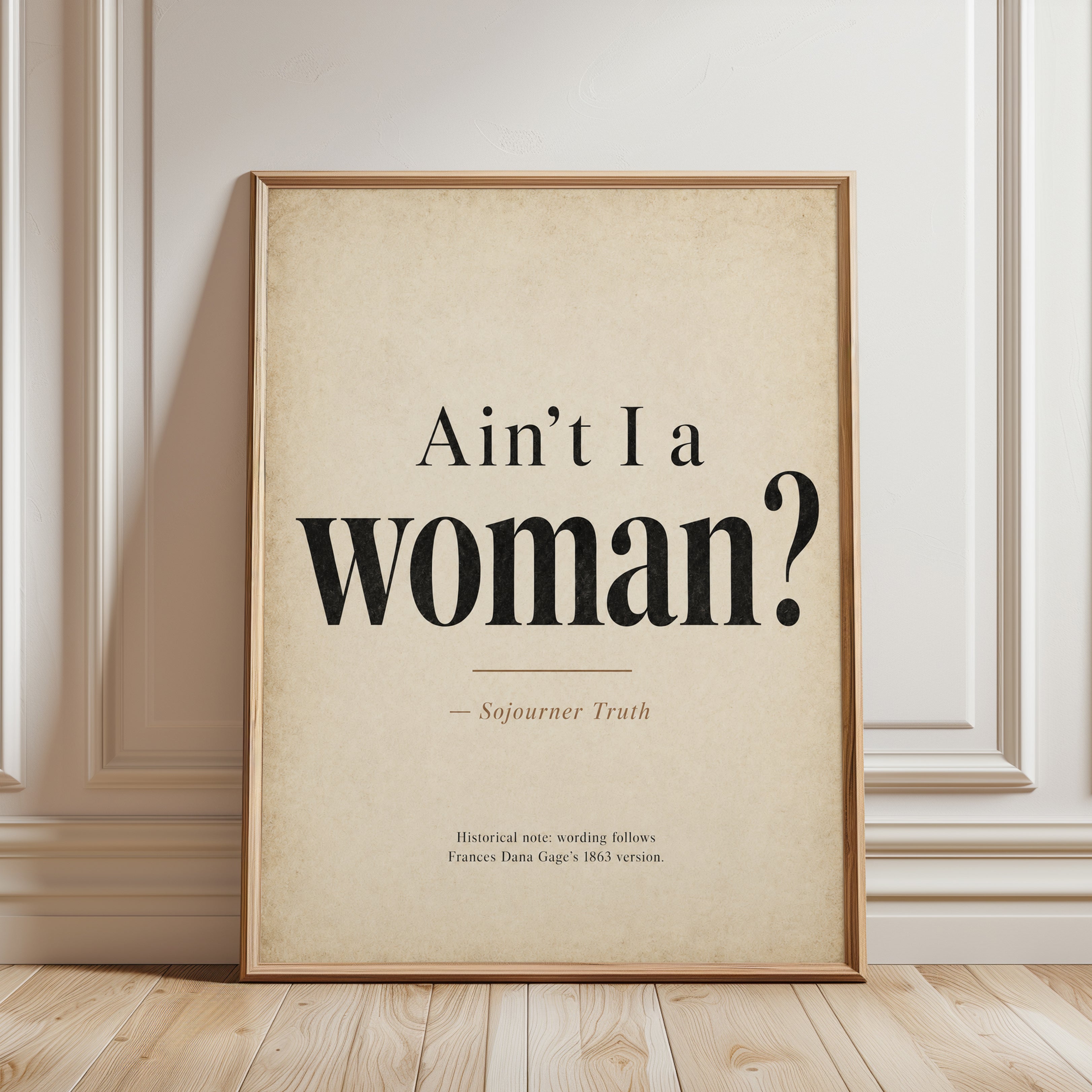 Feminist Wall Art – Sojourner Truth Quote Print - framed detail