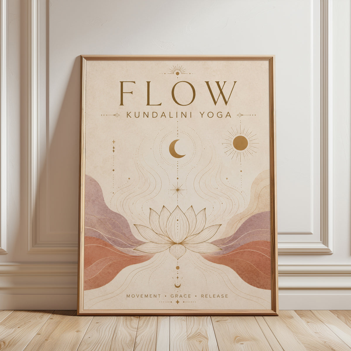 Kundalini Yoga Wall Art: Celestial Lotus Design - framed detail