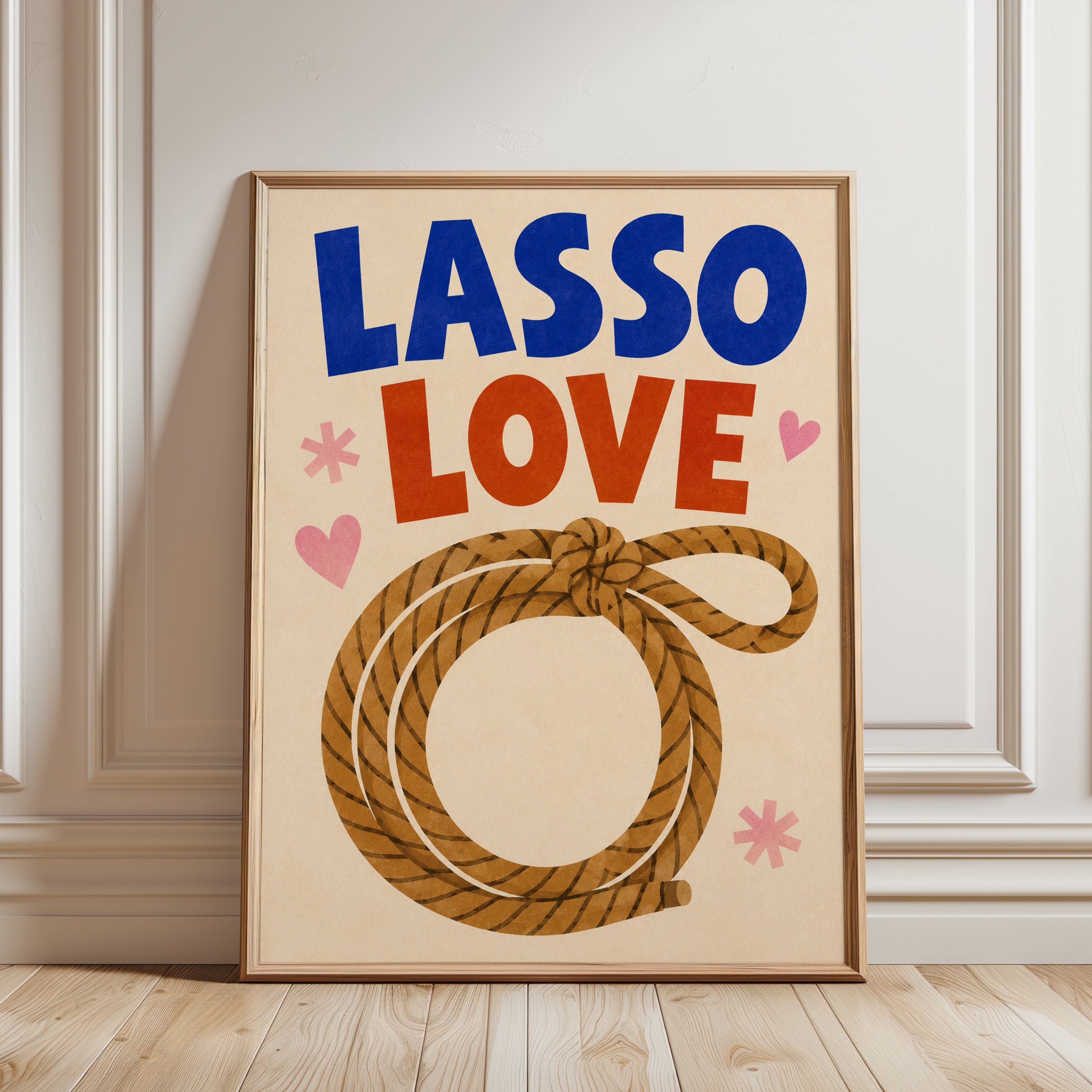 Retro Typography Poster – Lasso Love Print - framed detail