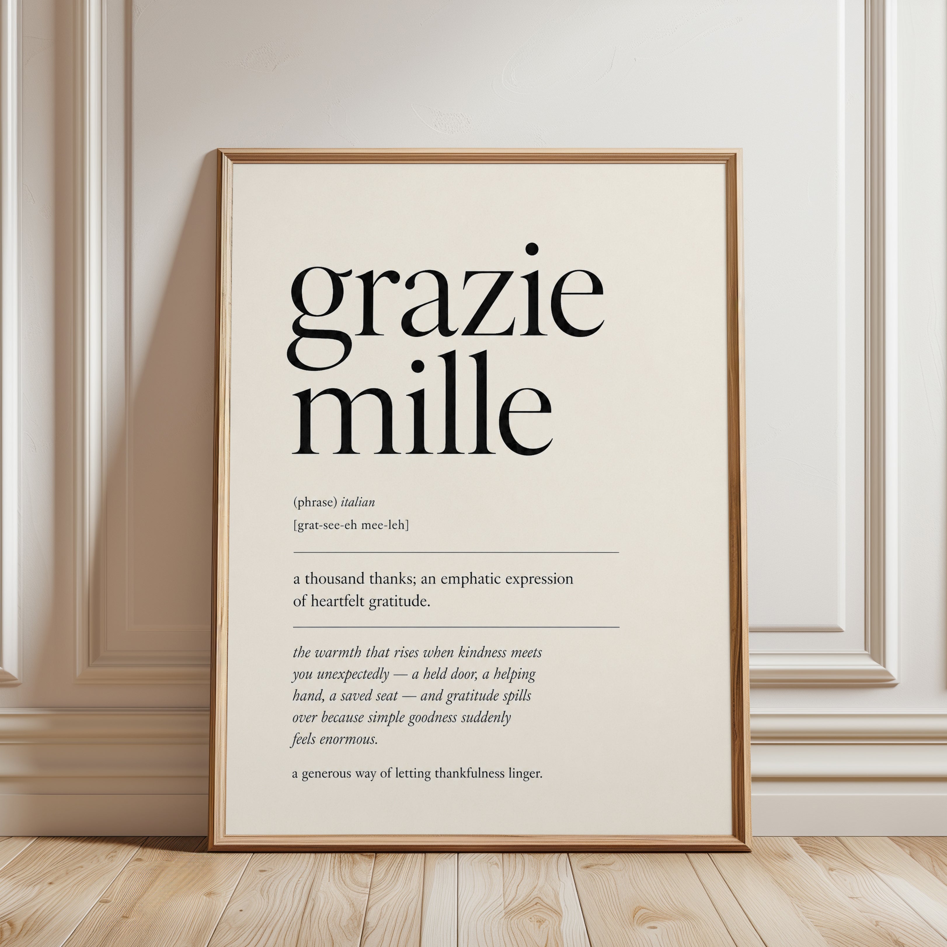 Grazie Mille Wall Art - framed detail