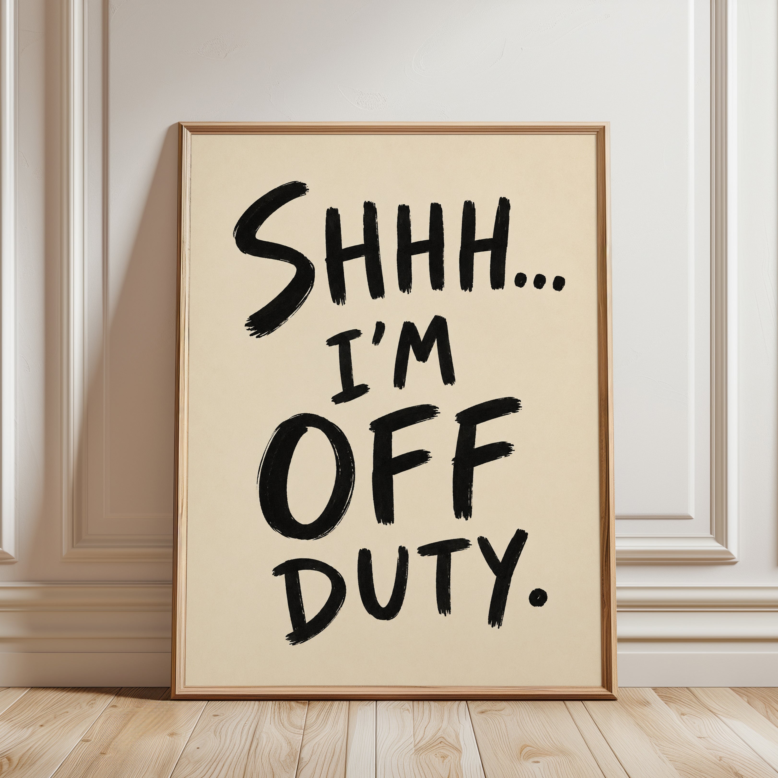 Off Duty Typography Print - framed detail