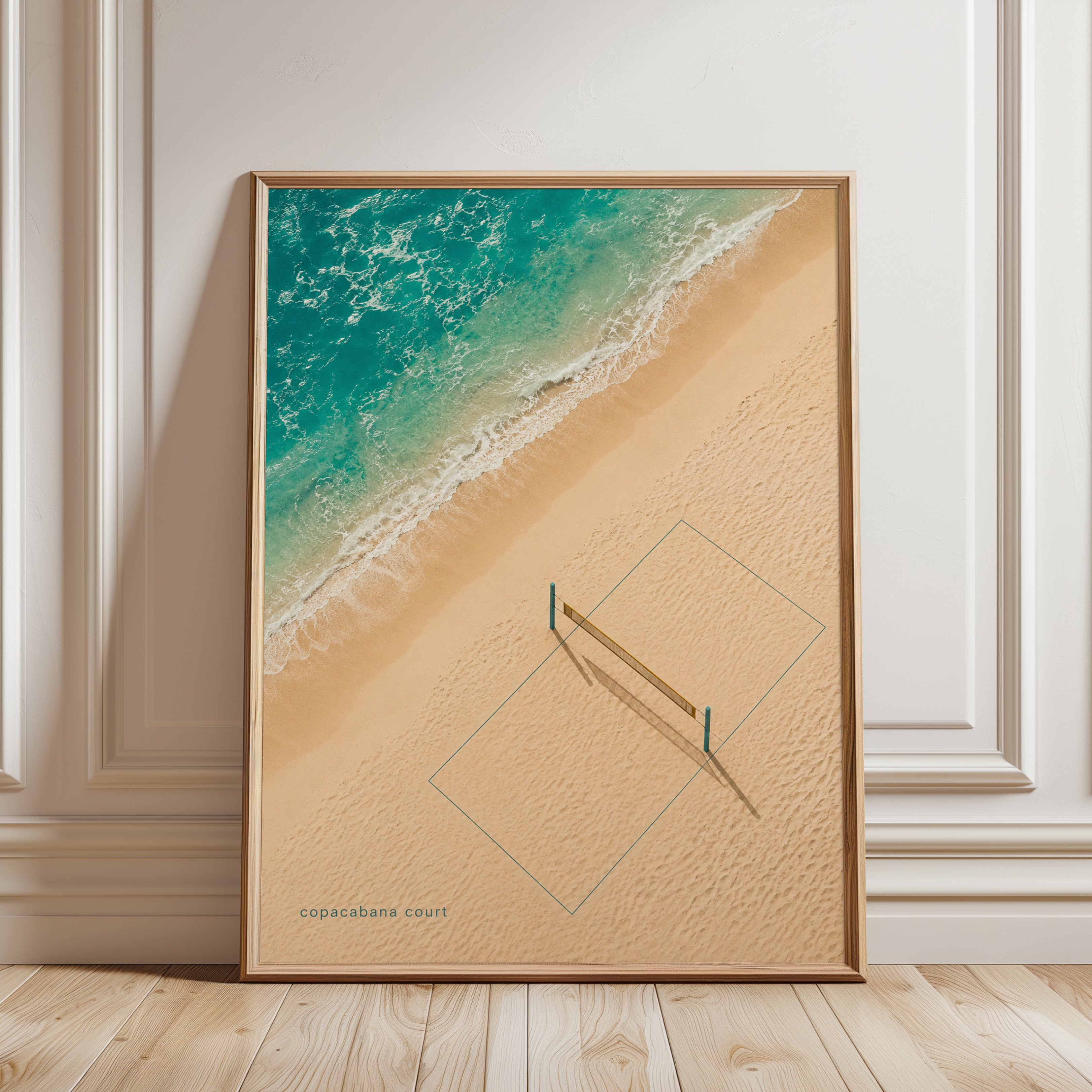 Aerial Beach Print – Copacabana Court Poster - framed detail