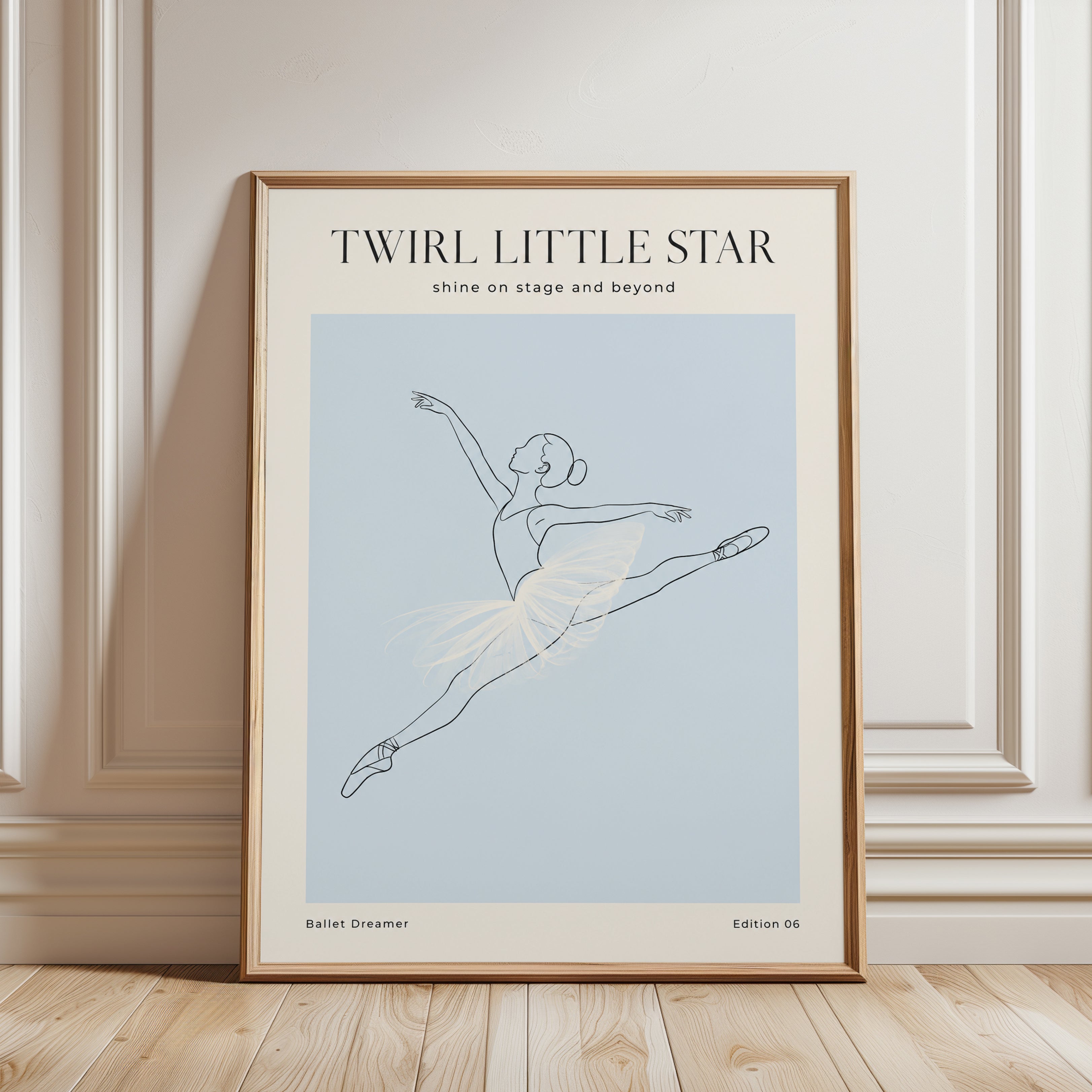 Ballet Dancer Line Art Print - framed detail