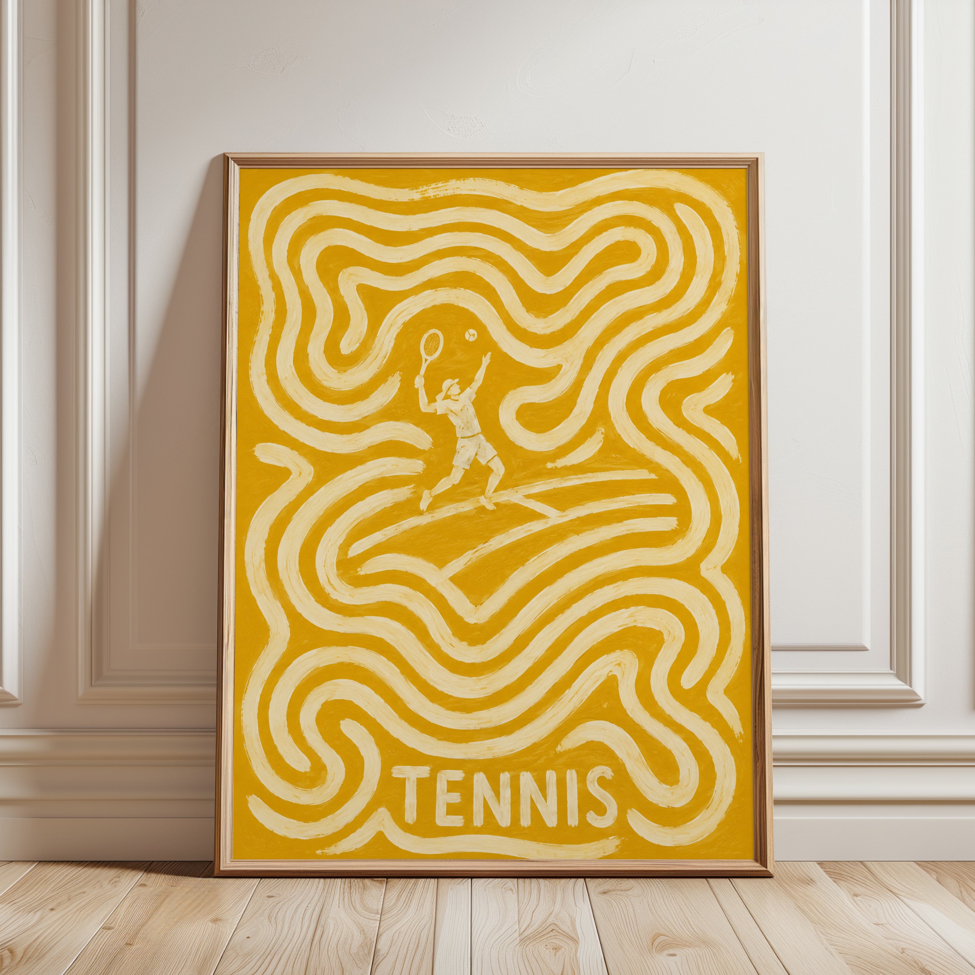 Tennis Wall Art – Retro Sports Poster - framed detail