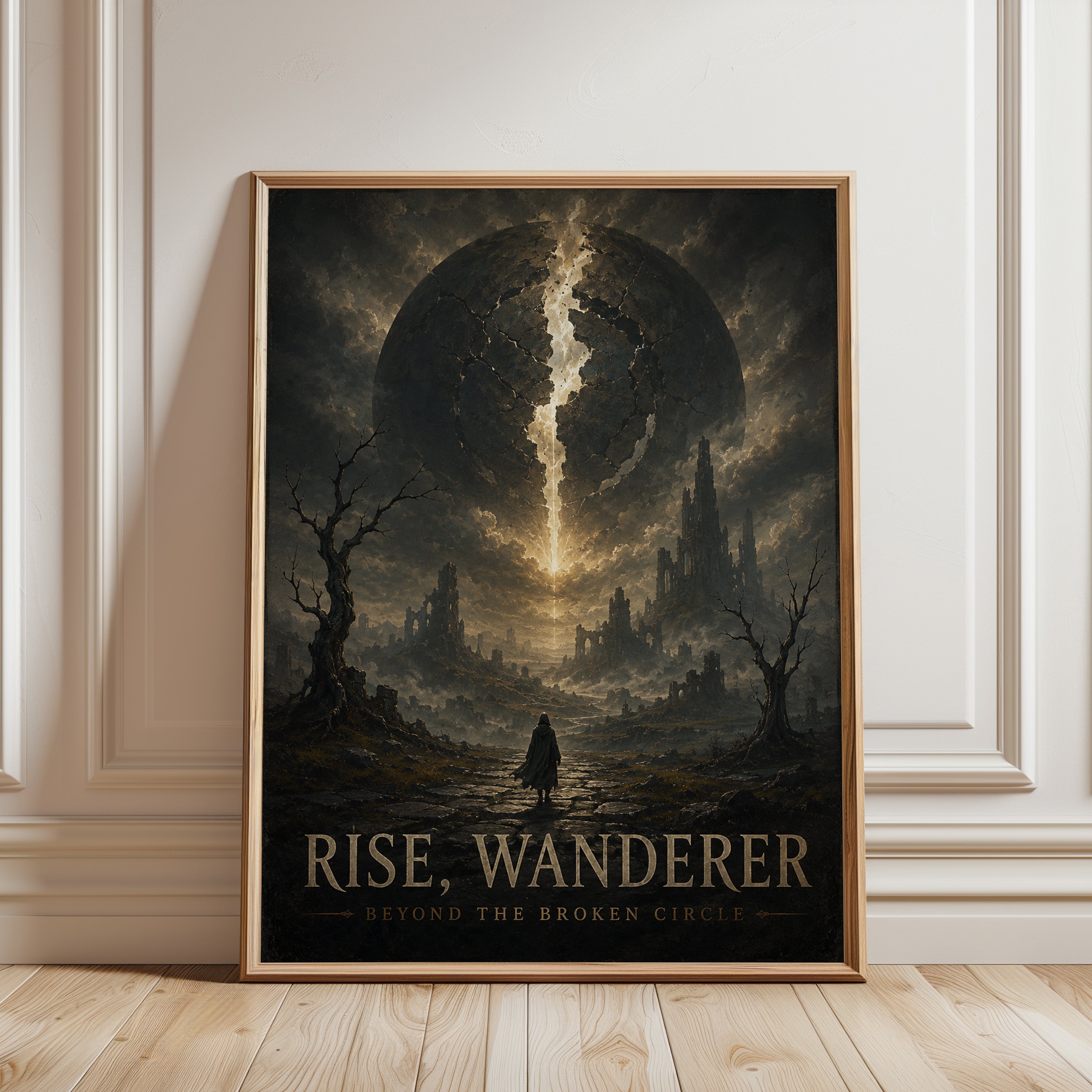Fantasy Landscape Poster – Dark Surreal Wall Art - framed detail