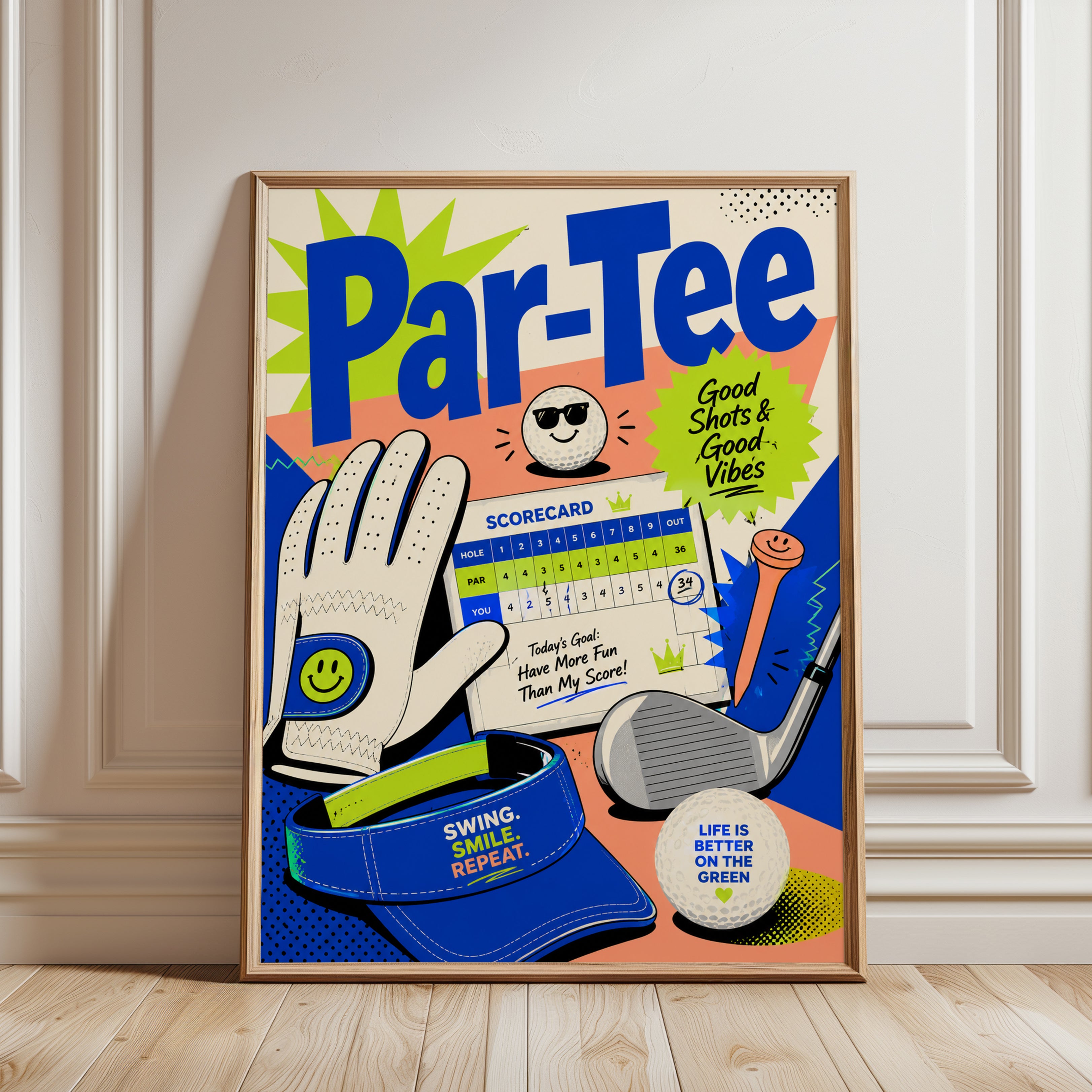 Golf Wall Art Print: Vintage 90s Style - framed detail