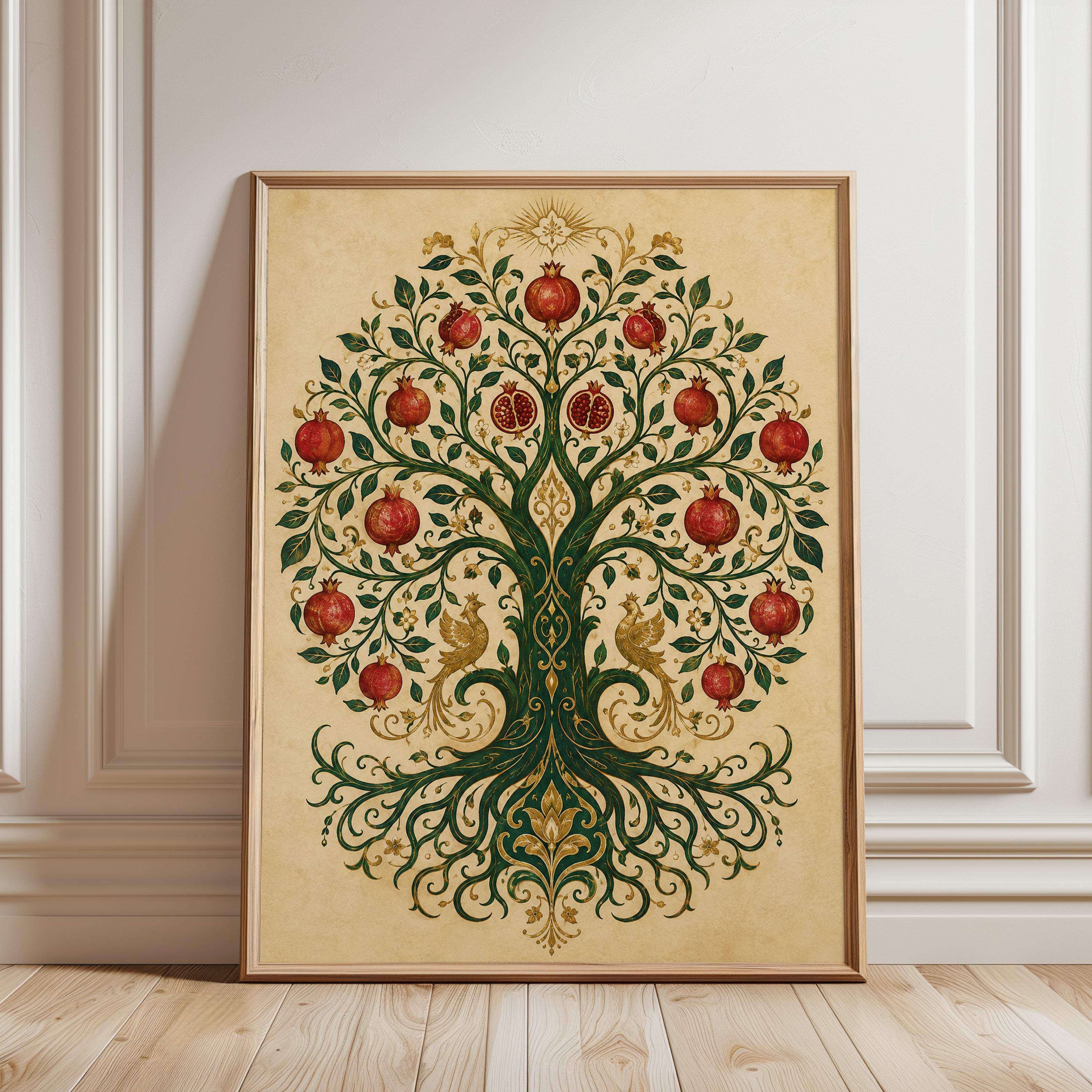 Pomegranate Tree Wall Art - framed detail