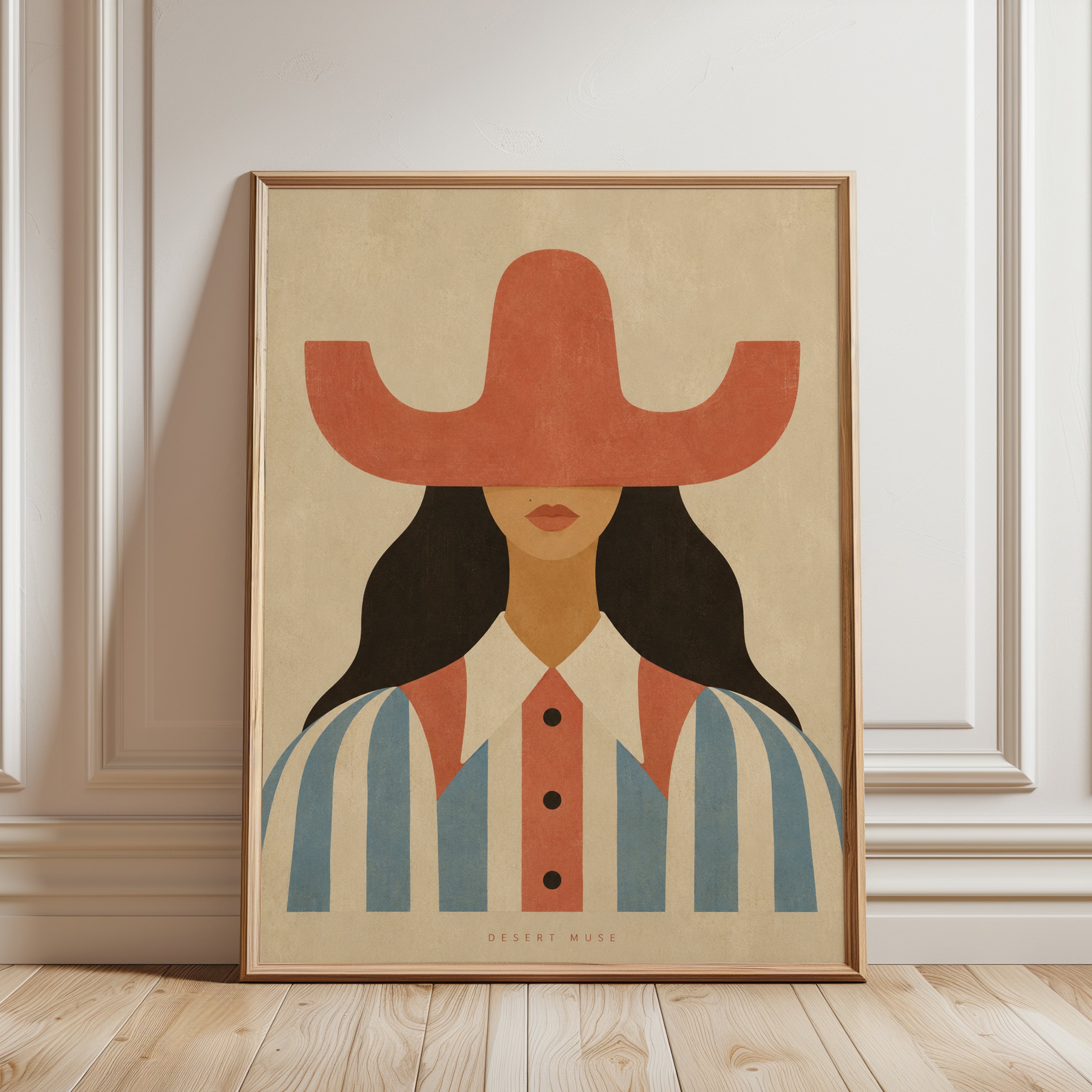 Western Woman Wall Art – Southwest Portrait Print - framed detail