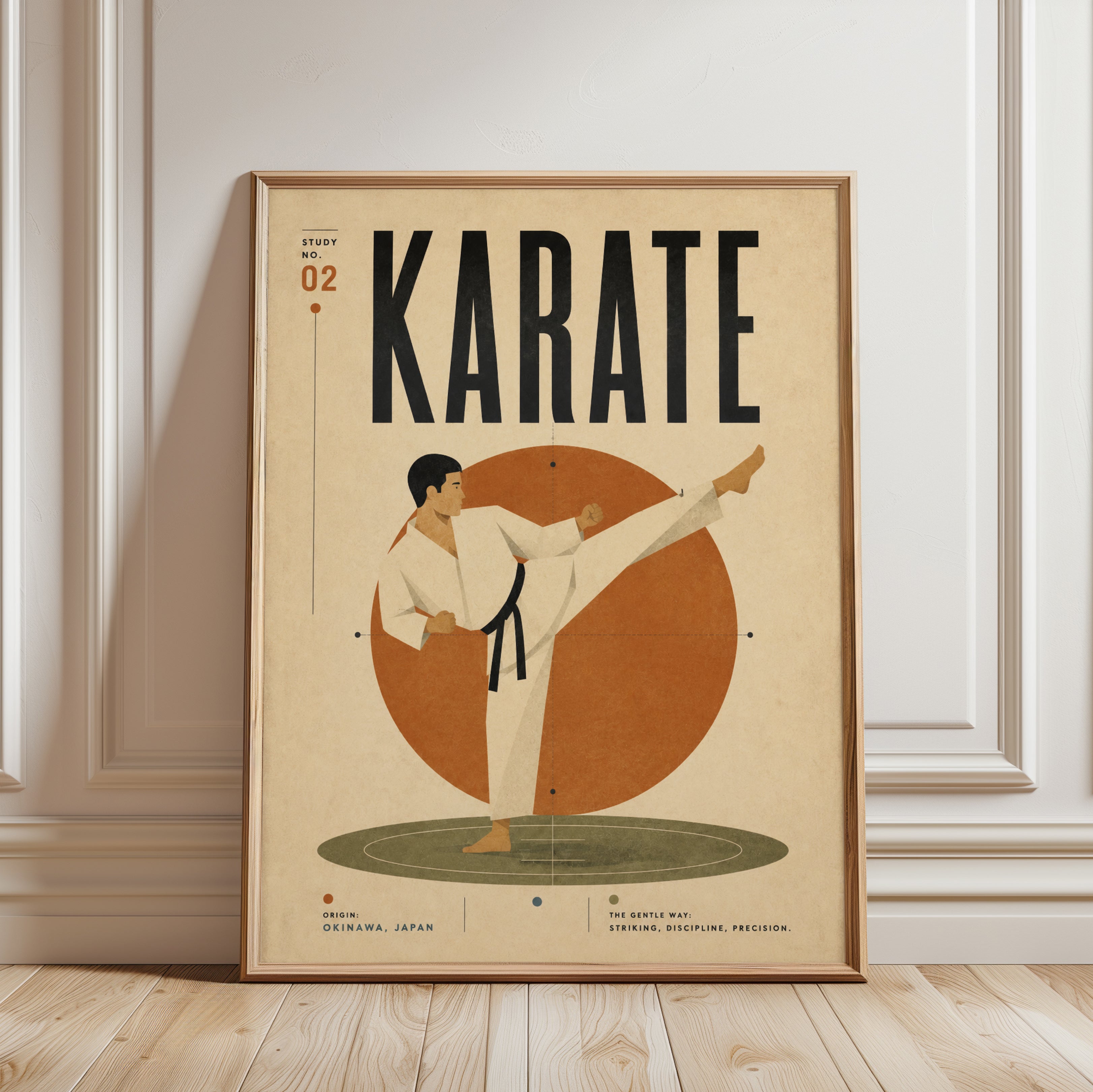 Karate Print — Vintage Japanese Martial Arts Poster - framed detail