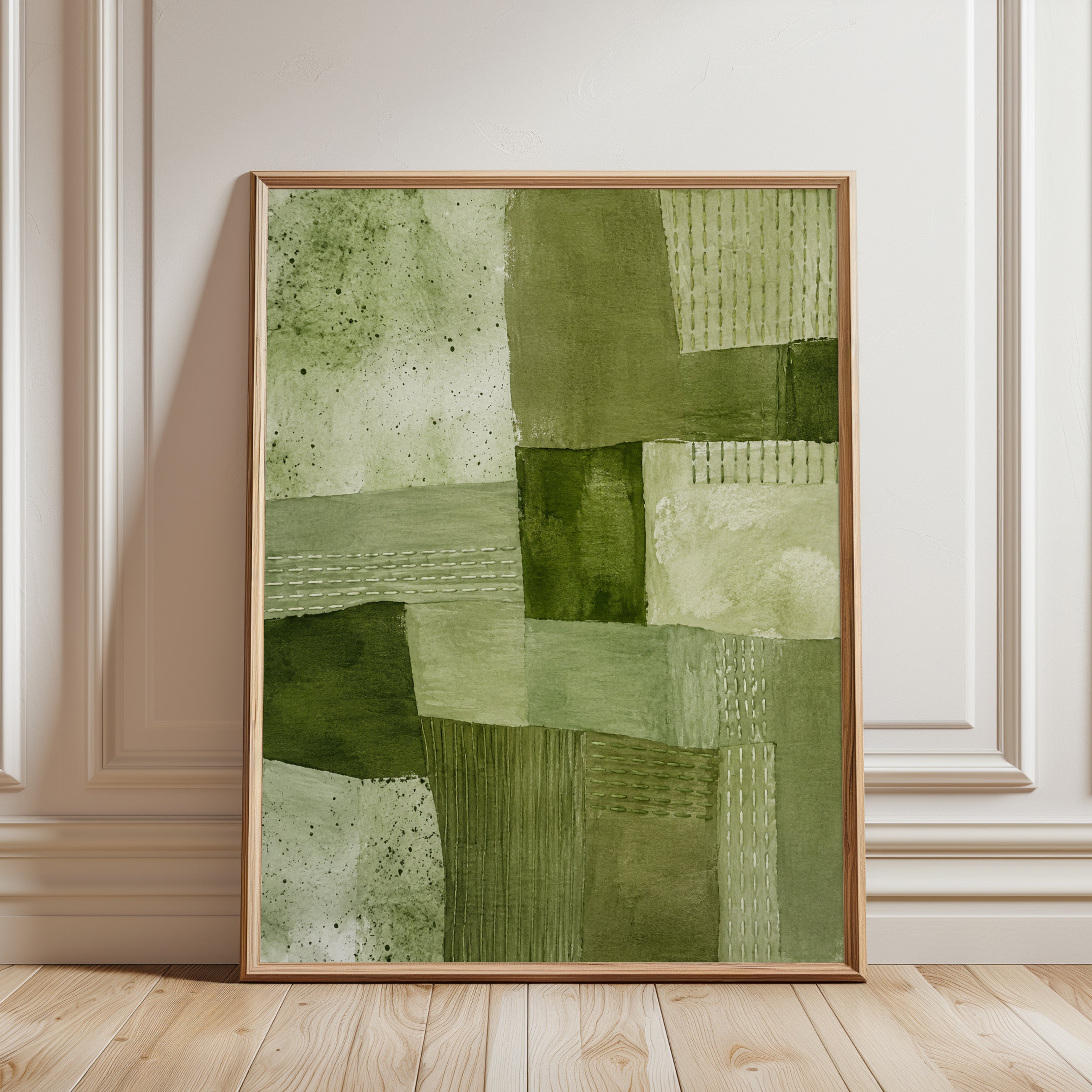 Green Abstract Wall Art - framed detail