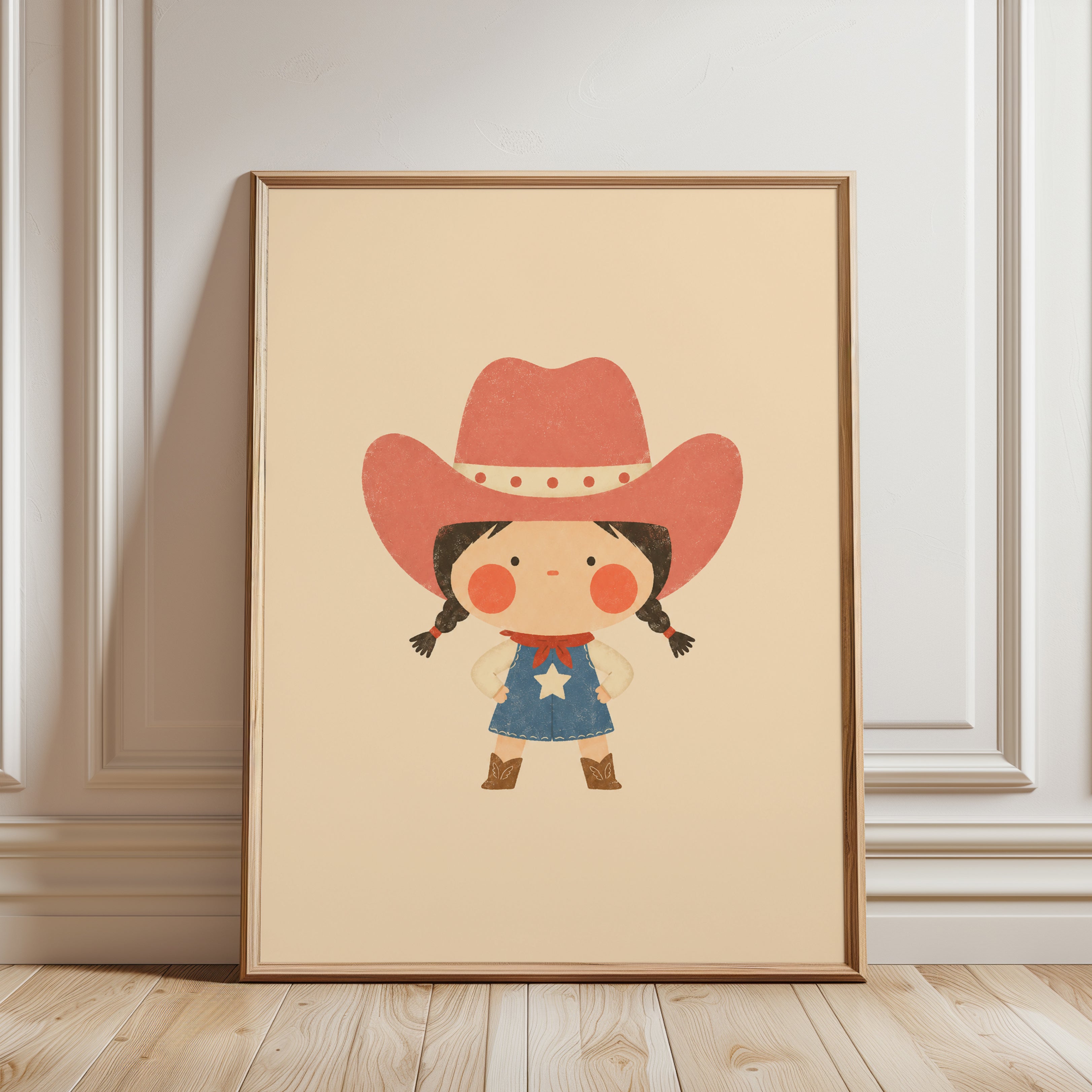 Cowgirl Nursery Art – Western Kids Room Print - framed detail