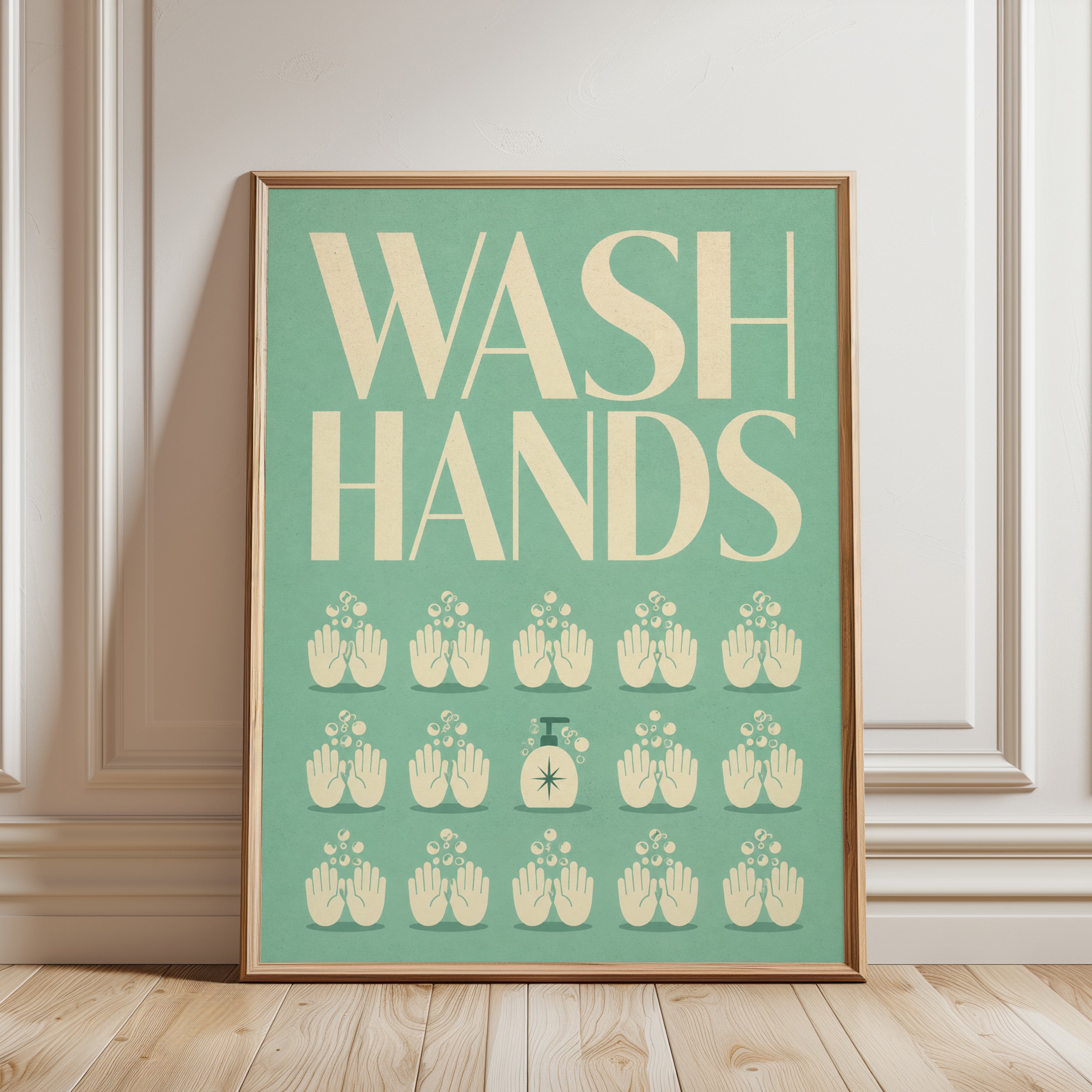 Retro Bathroom Print - framed detail