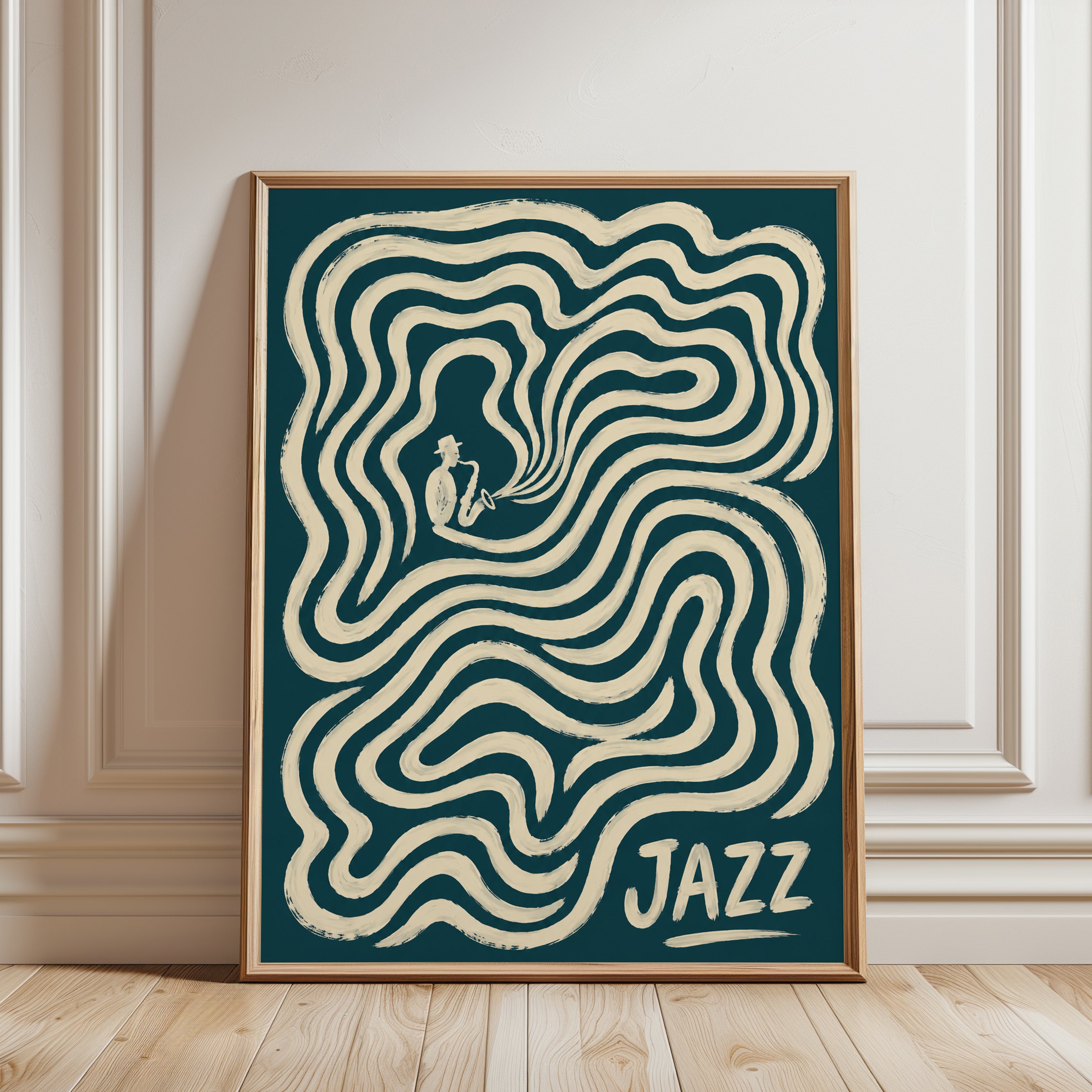Jazz Poster – Retro Music Wall Art - framed detail