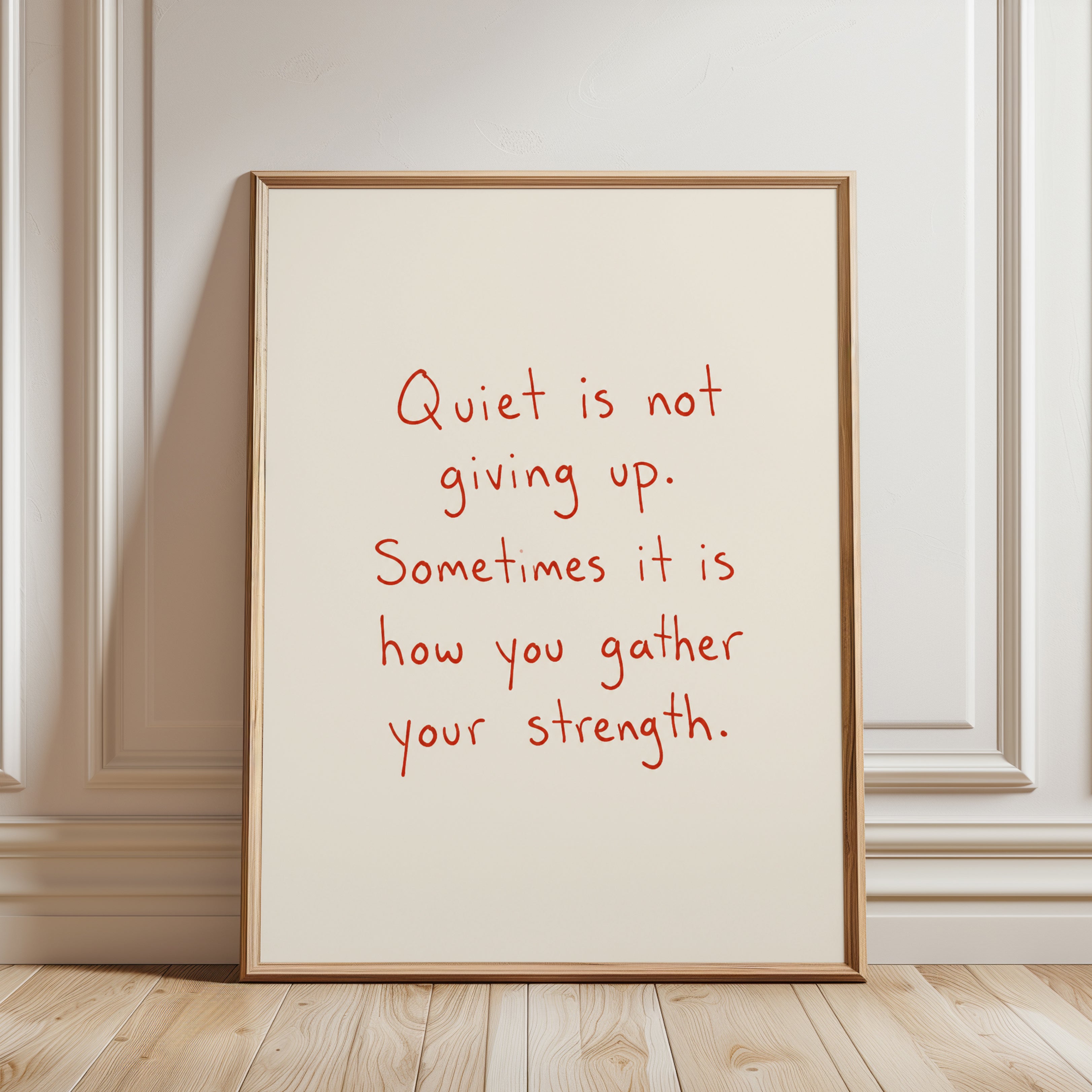 Motivational Wall Art: Handwritten Red Quote - framed detail