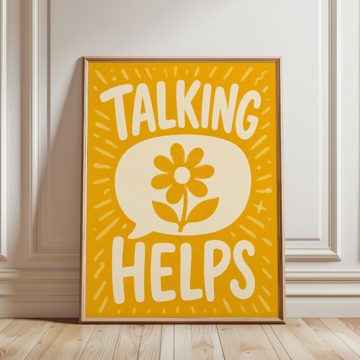Talking Helps Print: Motivational Mental Health Art (Therapy Room) - framed detail