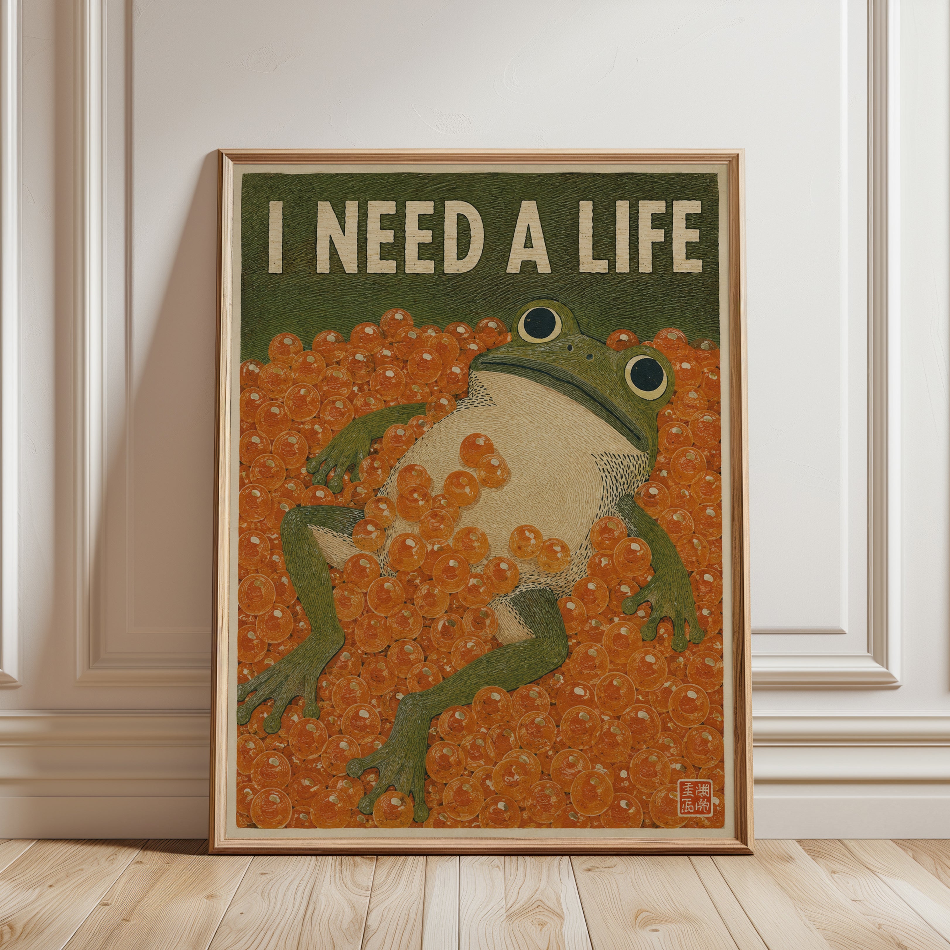 Funny Frog Art Print - framed detail