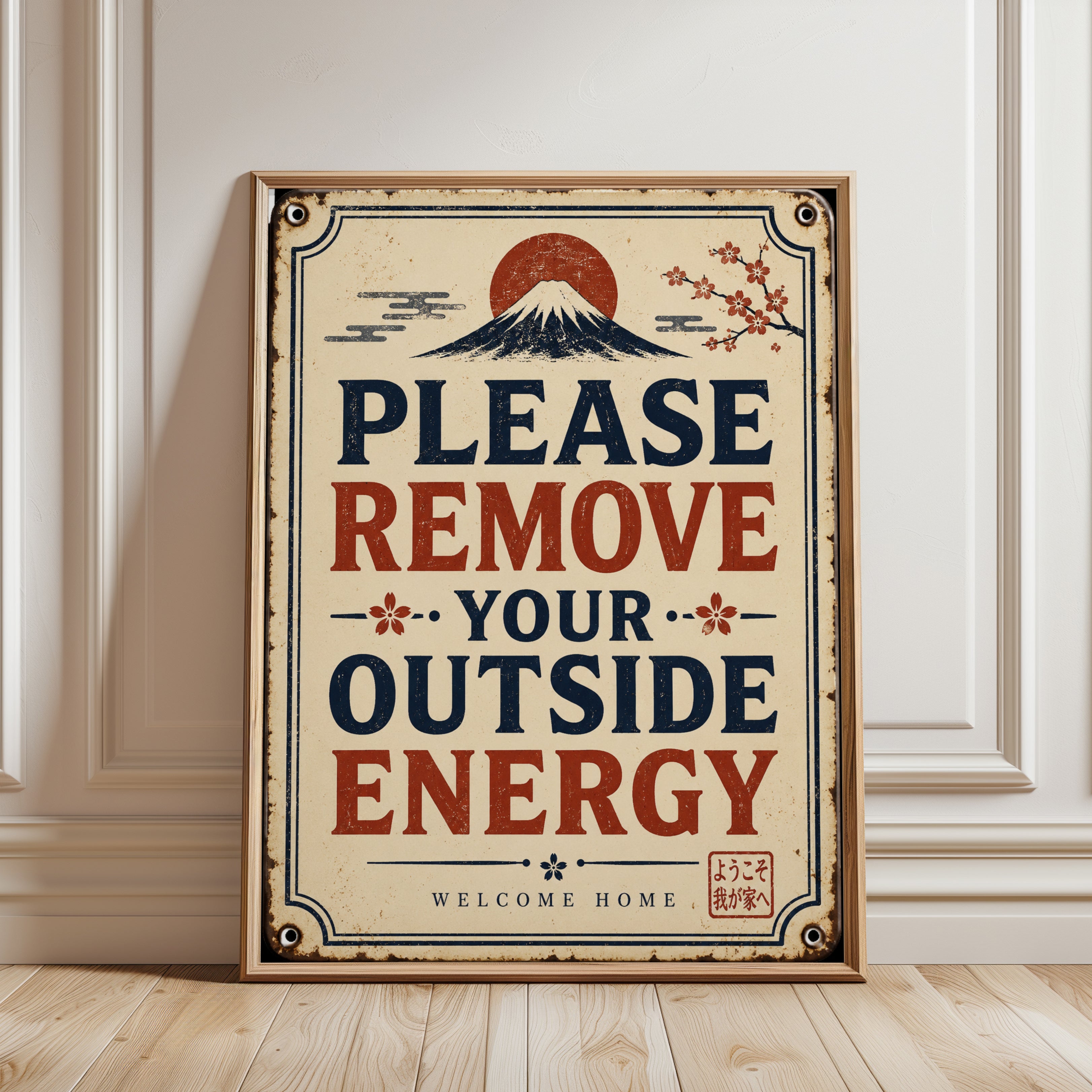 Entryway Sign Print – Japanese Inspired Wall Art - framed detail
