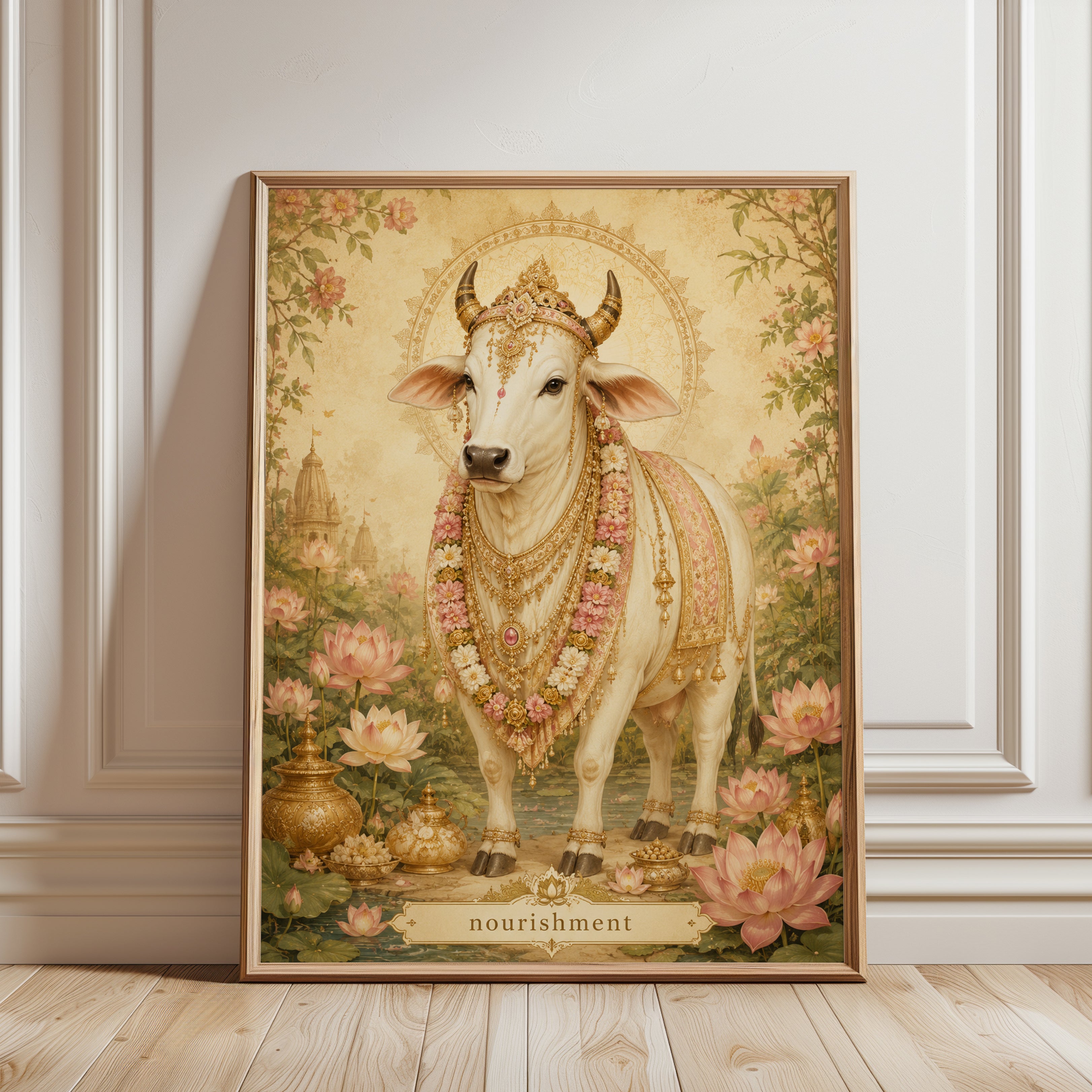 Sacred Cow Lotus Flower Print - framed detail
